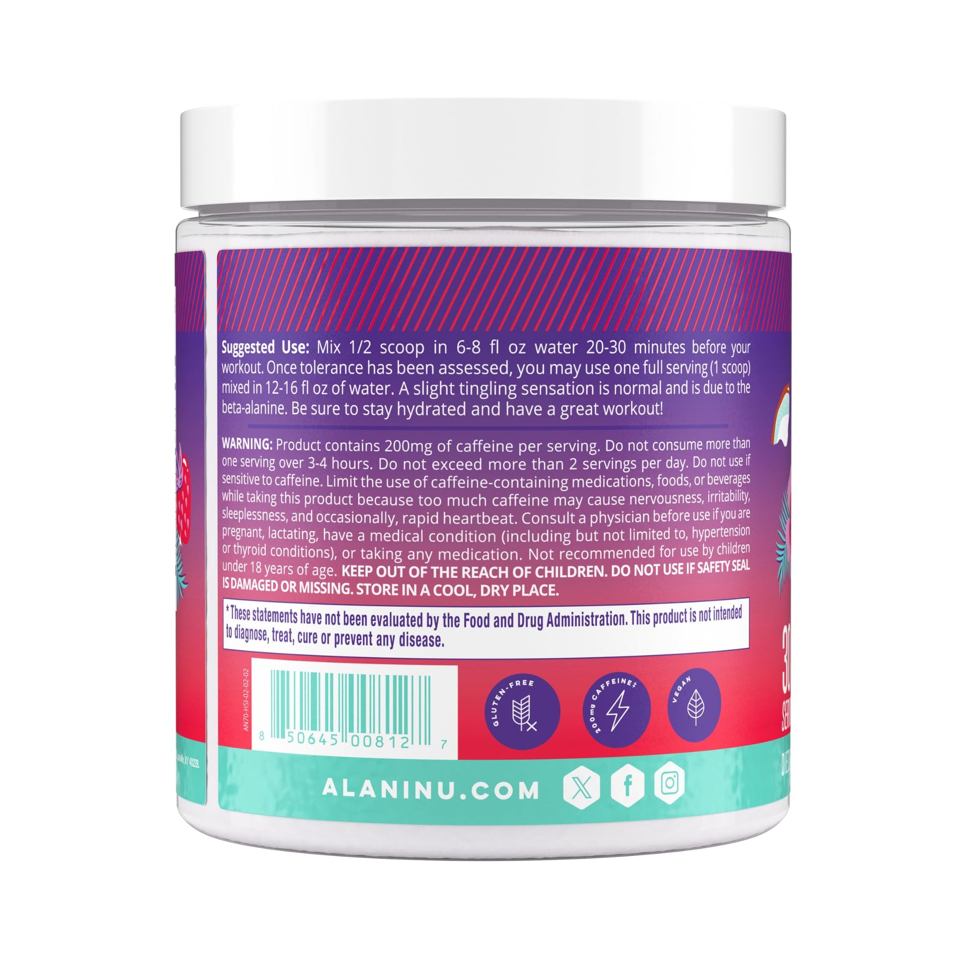 Alani Nu Pre Workout Powder Hawaiian Shaved ICE, Amino Energy Boost, Endurance Supplement, Sugar Free, 200mg Caffeine Alani Nu buy supplements canada