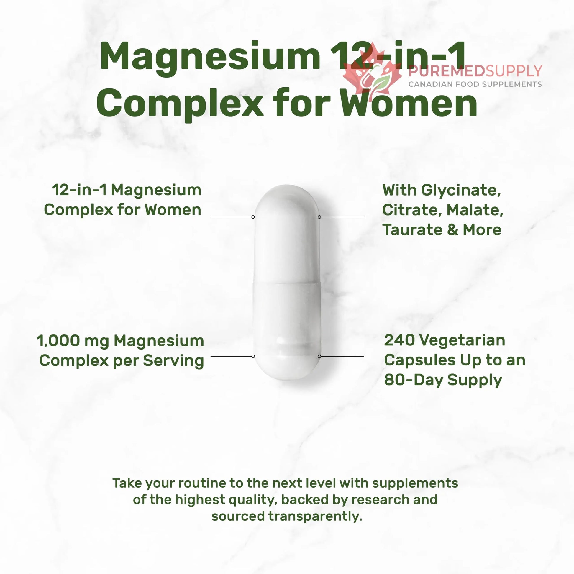 12‑in‑1 Magnesium Complex for Women 1,000 mg, 240 Vegetarian Capsules | Magnesium Glycinate, Citrate, Malate, Taurate, Orotate, Oxide & More | Chelated & Purified for Better Absorption DEAL SUPPLEMENT buy supplements canada