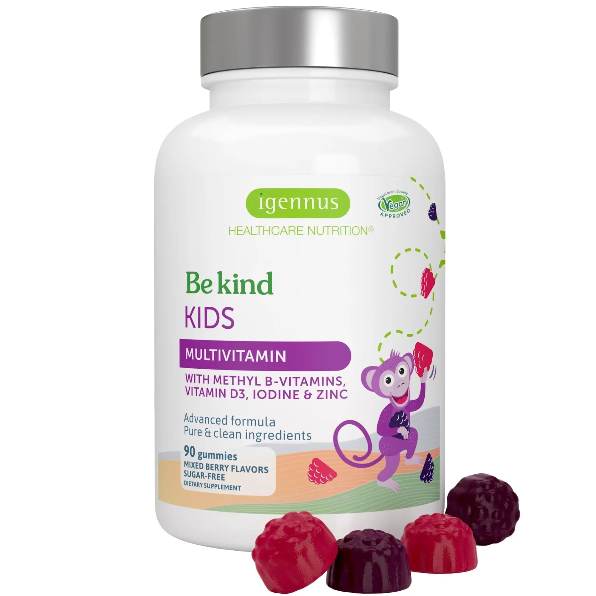 Igennus Methylated Kids Multivitamin Gummy, MTHFR, No Artificial Sweeteners or Flavors, Sugar Free, Age 4+, 90 Natural Berry Flavor Gummies Igennus Healthcare Nutrition buy supplements canada