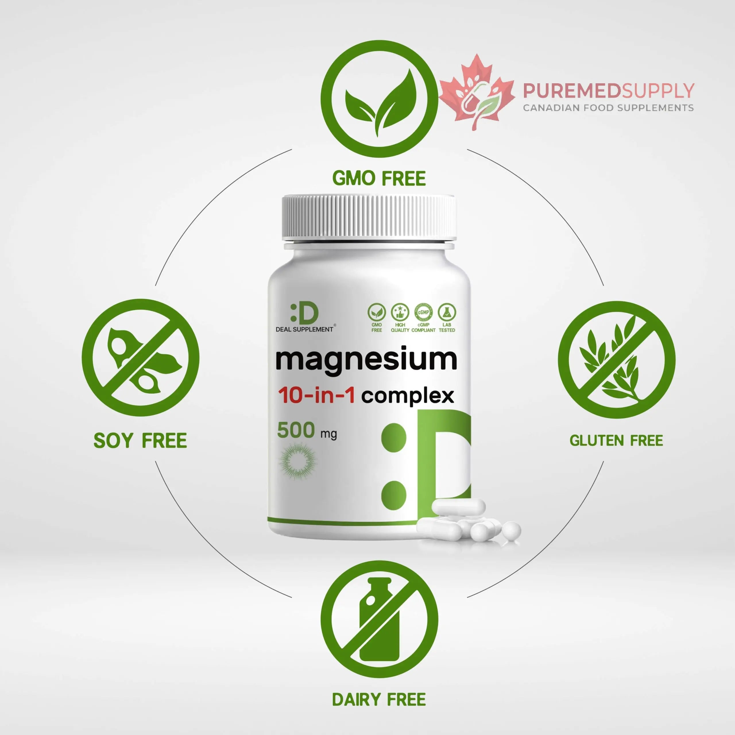 Magnesium Complex 500mg, 240 Veggie Capsules – 10-in-1 Glycinate, Citrate, Malate, Oxide, & More – 100% Chelated for Easy Absorption – Essential Mineral Supplement – Non-GMO DEAL SUPPLEMENT buy supplements canada
