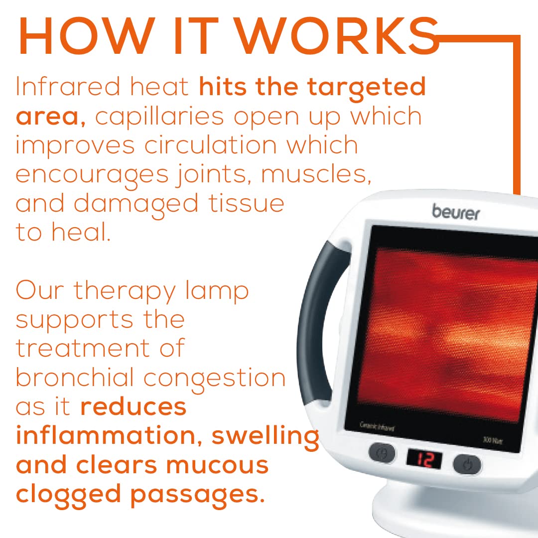 Beurer IL50 Infrared Heat Lamp Heated Red Light Therapy Lamp for Body, Face, Sinuses, & Skin - Effective Beurer buy supplements canada