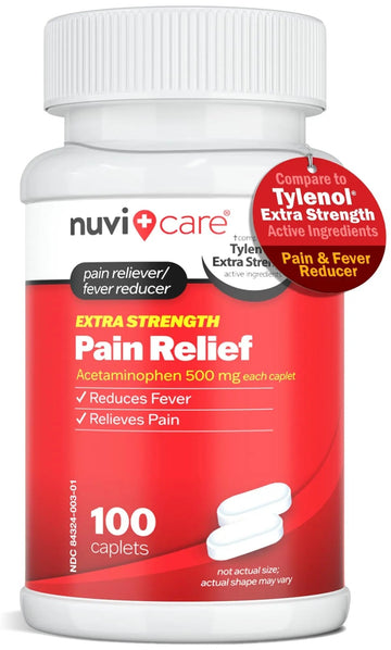 NUVICARE Acetaminophen 500mg Extra Strength Pain Relief - Compare to Tylenol Extra Strength Pain Reliever & Fever Reducer - 500mg Tablets for Adults for Headaches (100 Caplets) NUVICARE buy supplements canada