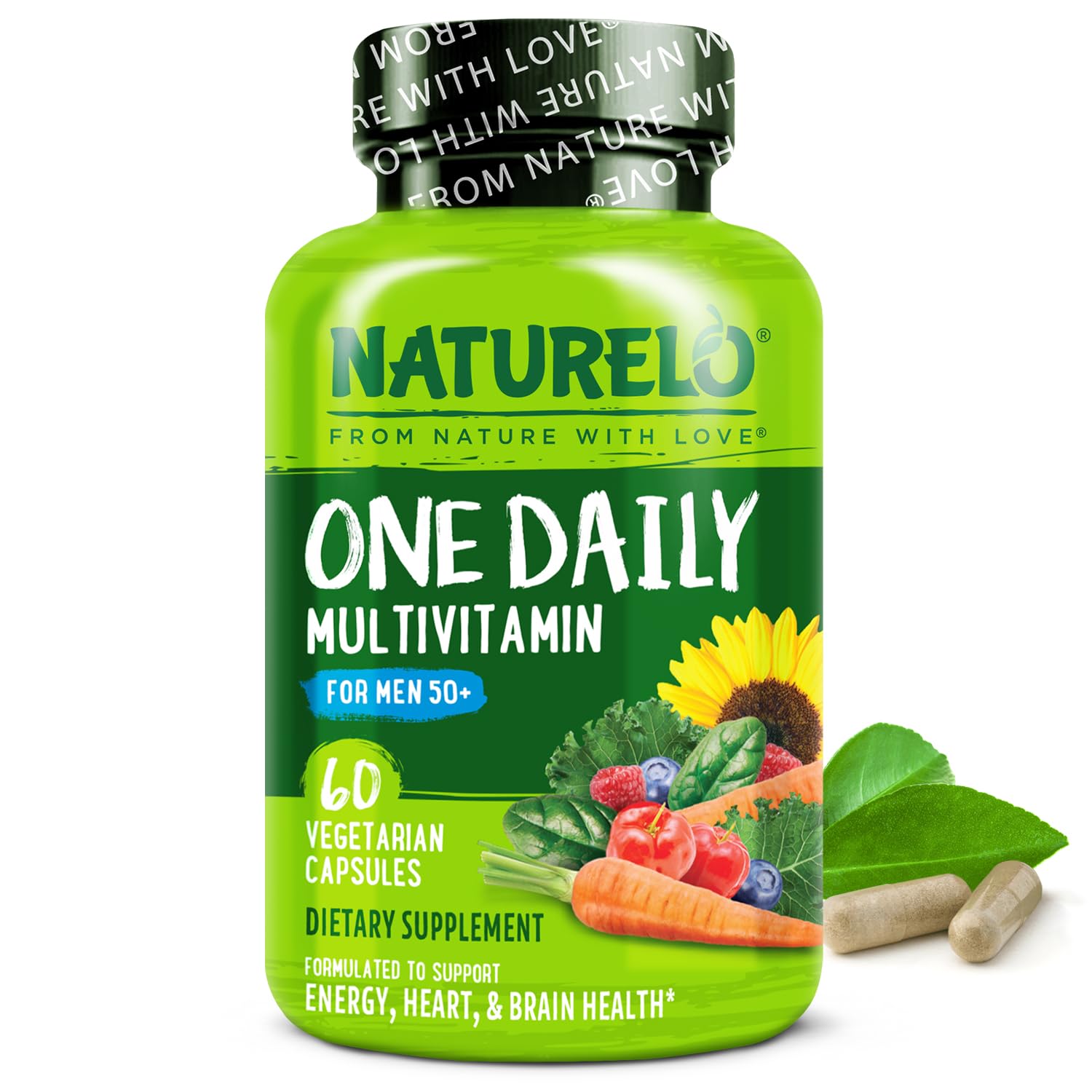 NATURELO Mens Multivitamins for Men 50+ - One Daily Multivitamin for Men with Vitamins, Minerals & Organic Whole Foods, Boost Energy & Health, Non-GMO, 60 Vegetarian Capsules NATURELO buy supplements canada