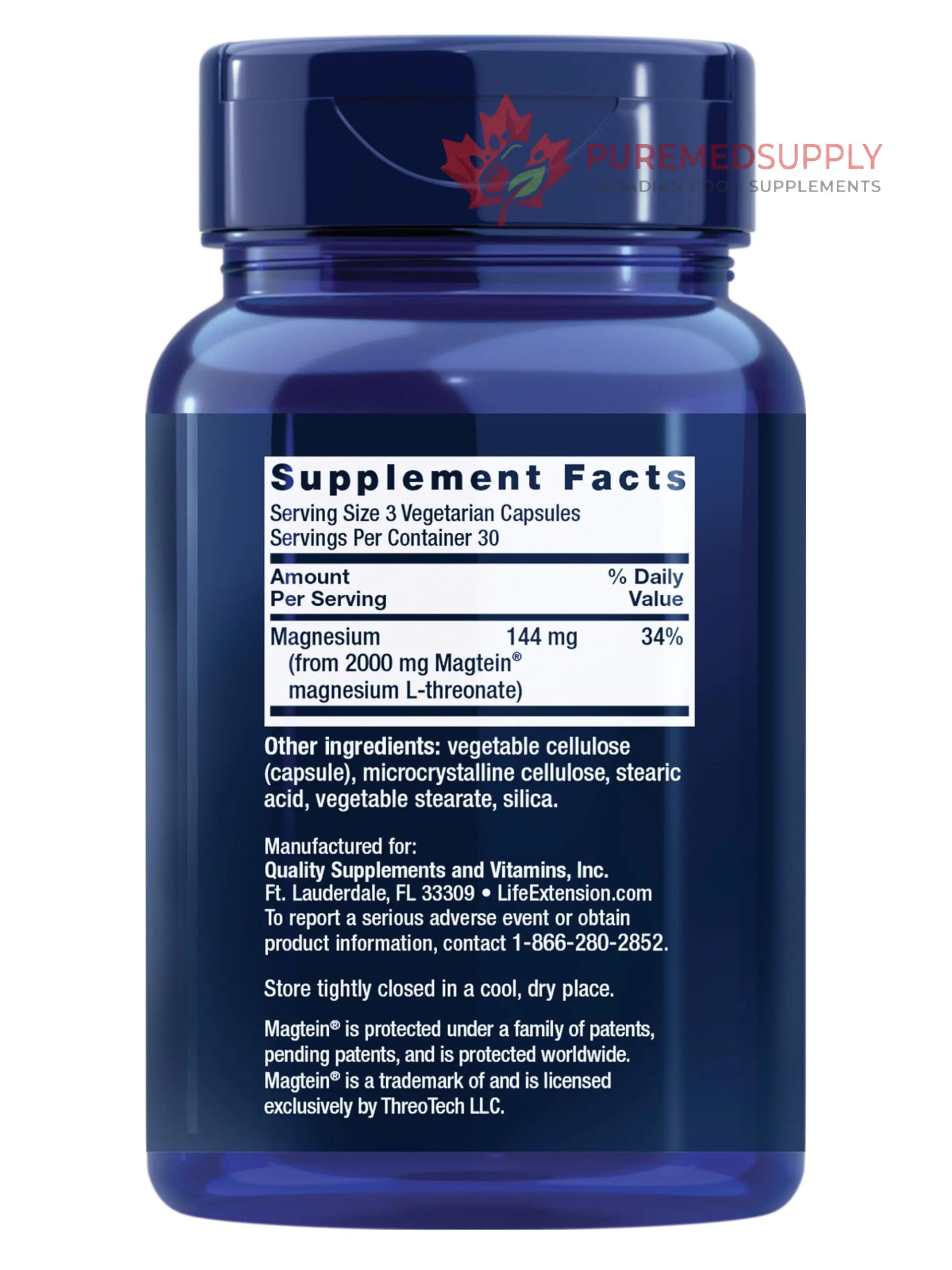 Life Extension Neuro-Mag Magnesium L-Threonate, Memory Health, Quick Thinking, Cognitive Health Support, Vegetarian, Non-GMO, 90 Vegetarian Capsules (144 mg from 2000 mg Magtein magnesium L-threonate Life Extension buy supplements canada