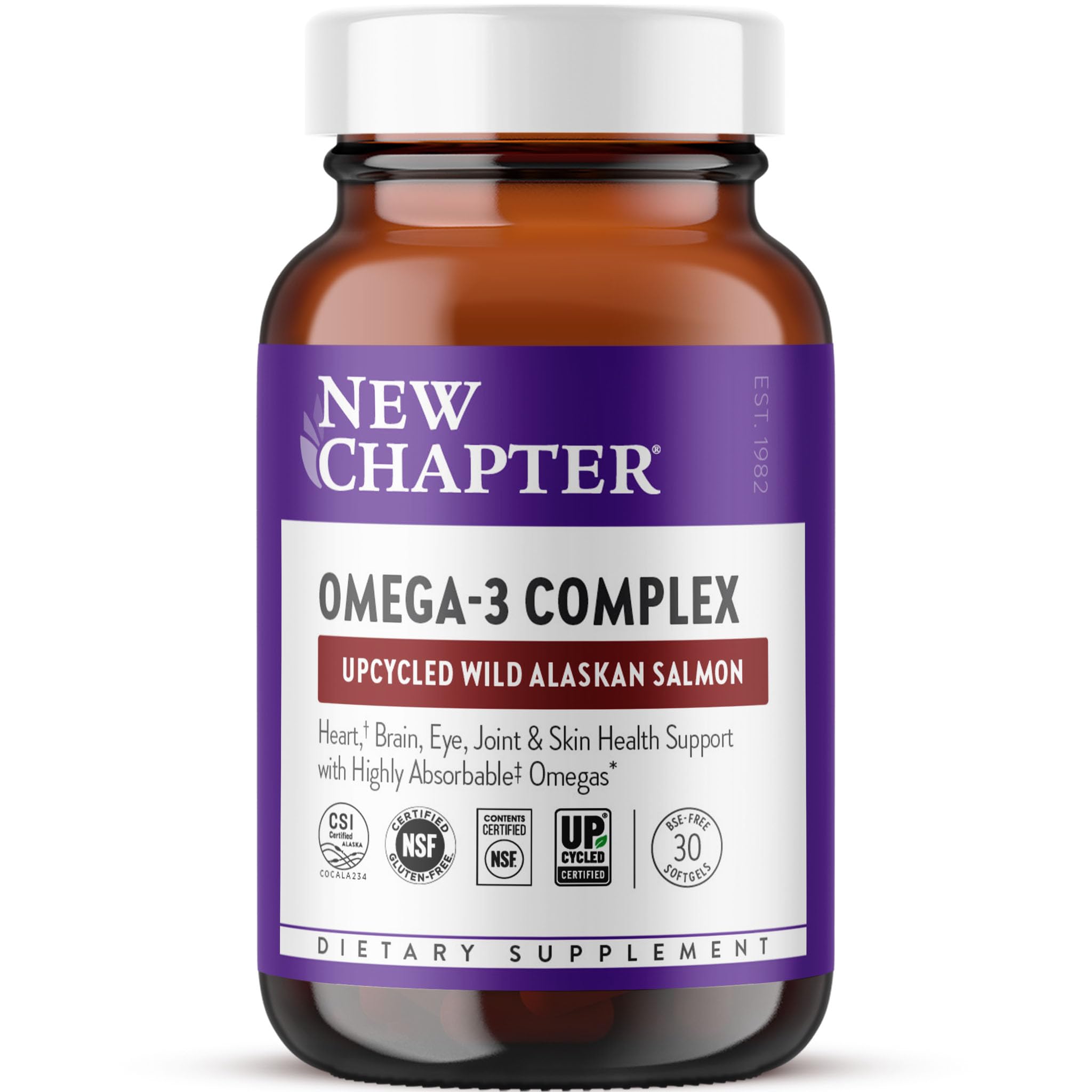 New Chapter Omega-3 Complex, 1000mg Softgels, Fish Oil Supplement Wild Alaskan Salmon for Heart, Brain, Eye, Joint & Skin Health Support - 30 Count New Chapter buy supplements canada