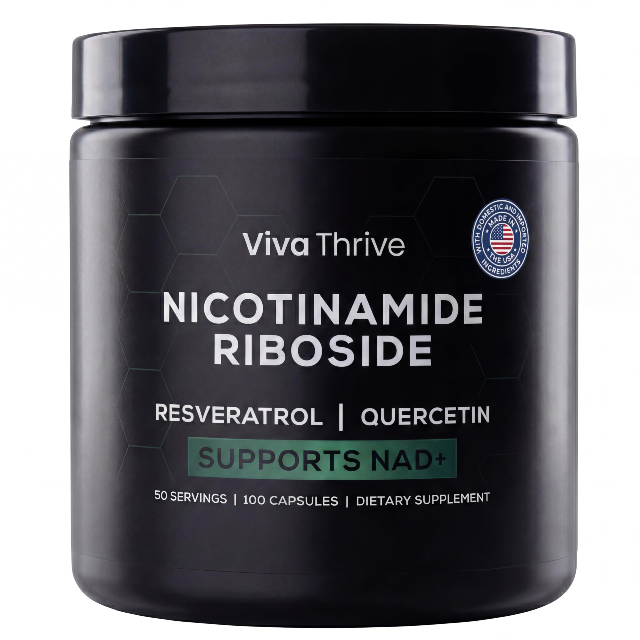 VivaThrive Advanced NAD+ Complex - NMNH Supplement Alternative - 50 Day Supply - Triple Action NAD+ Supplement - Nicotinamide Riboside - Resveratrol - Quercetin - Third-Party Tested - Made in USA VivaThrive buy supplements canada