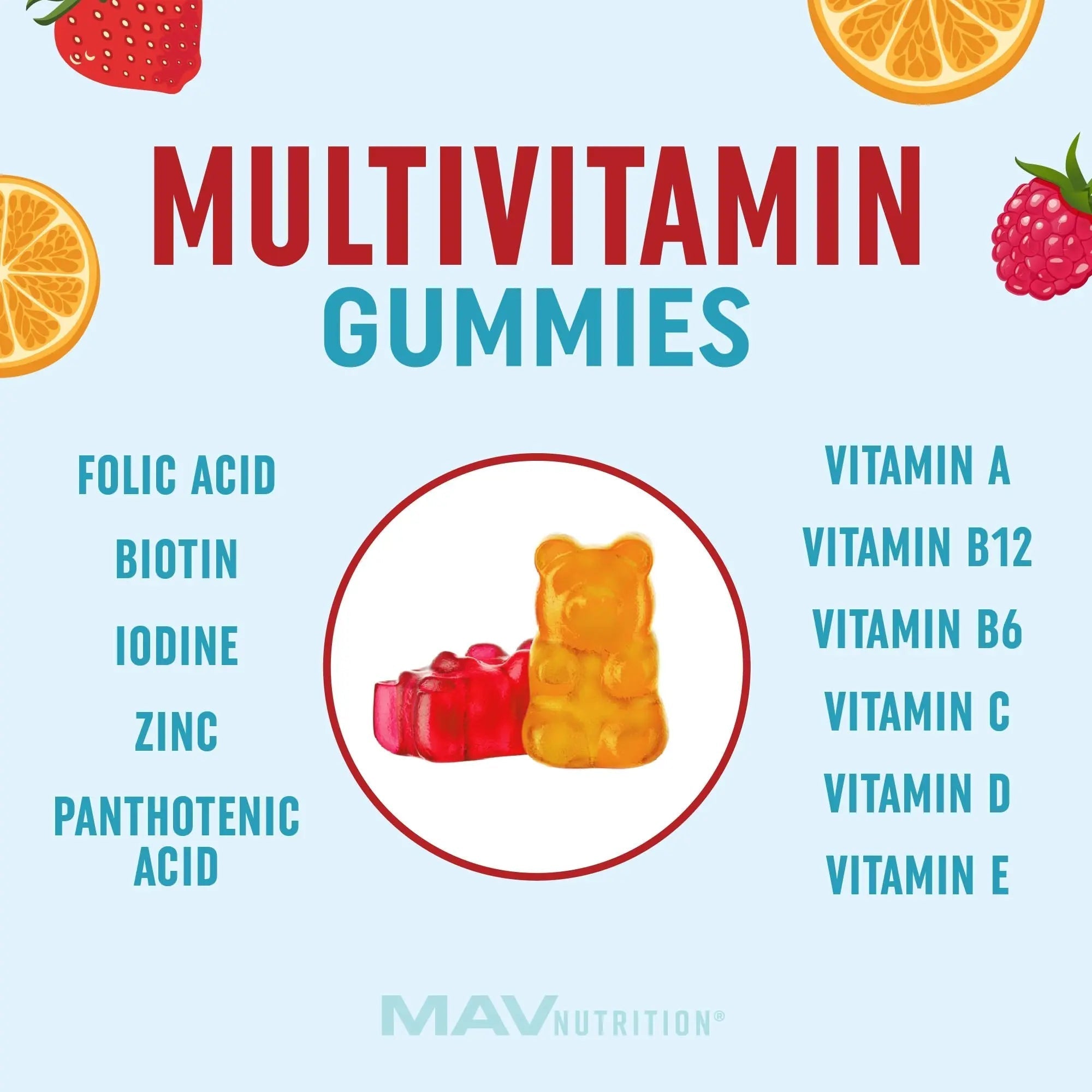 Kids Multivitamin Gummies | Vitamins A, B, C, D & Zinc for Immunity, Growth & Development | Daily Multivitamins for Children Ages 2+ | MAV NUTRITION buy supplements canada