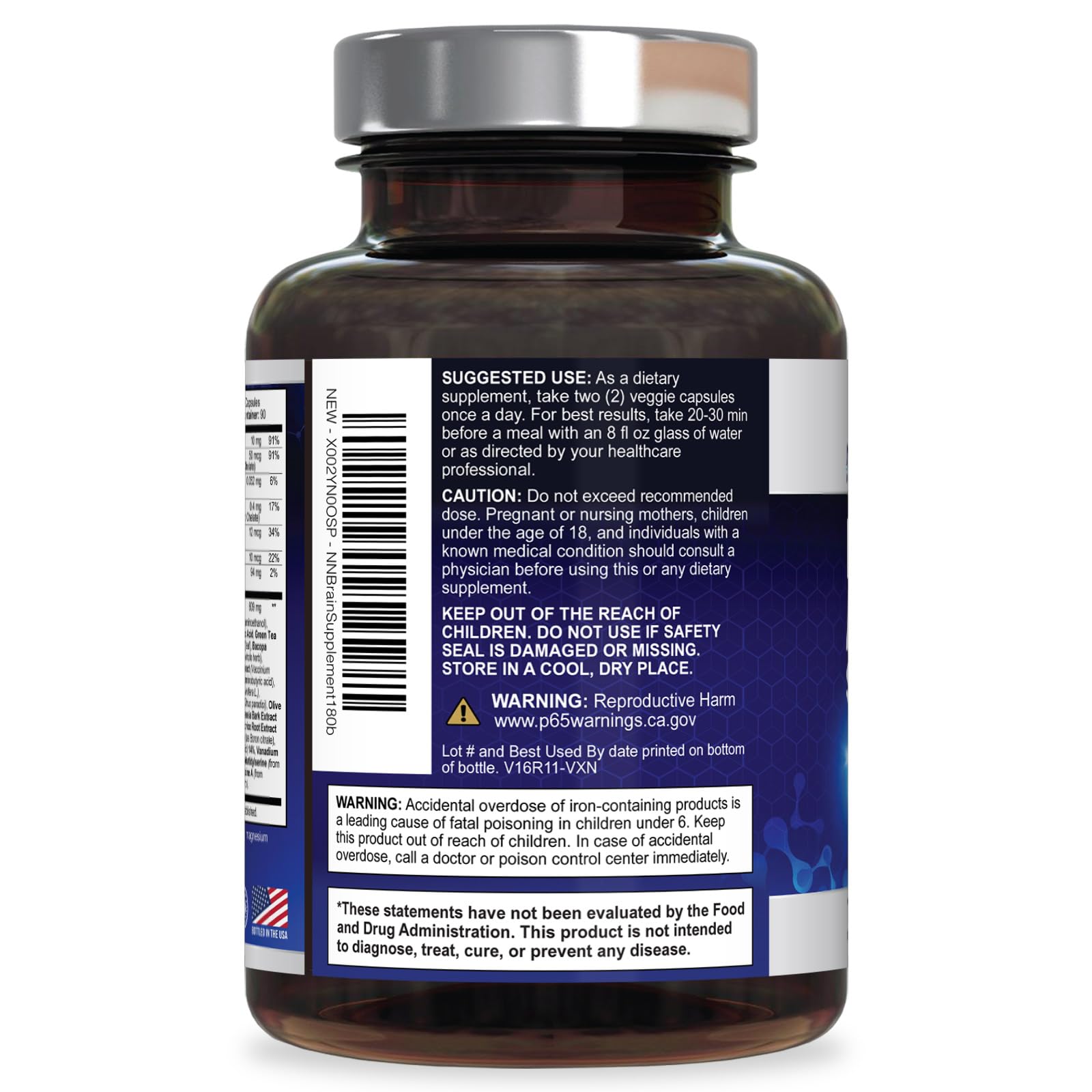Brain Memory Supplement Pills - 3X Strength Nootropics for Concentration, Clarity & Focus Support - Brain Health Cognitive Vitamins with Bacopa, Phosphatidylserine & DMAE, Brain Booster - 180 Capsules Nature's Nutrition buy supplements canada