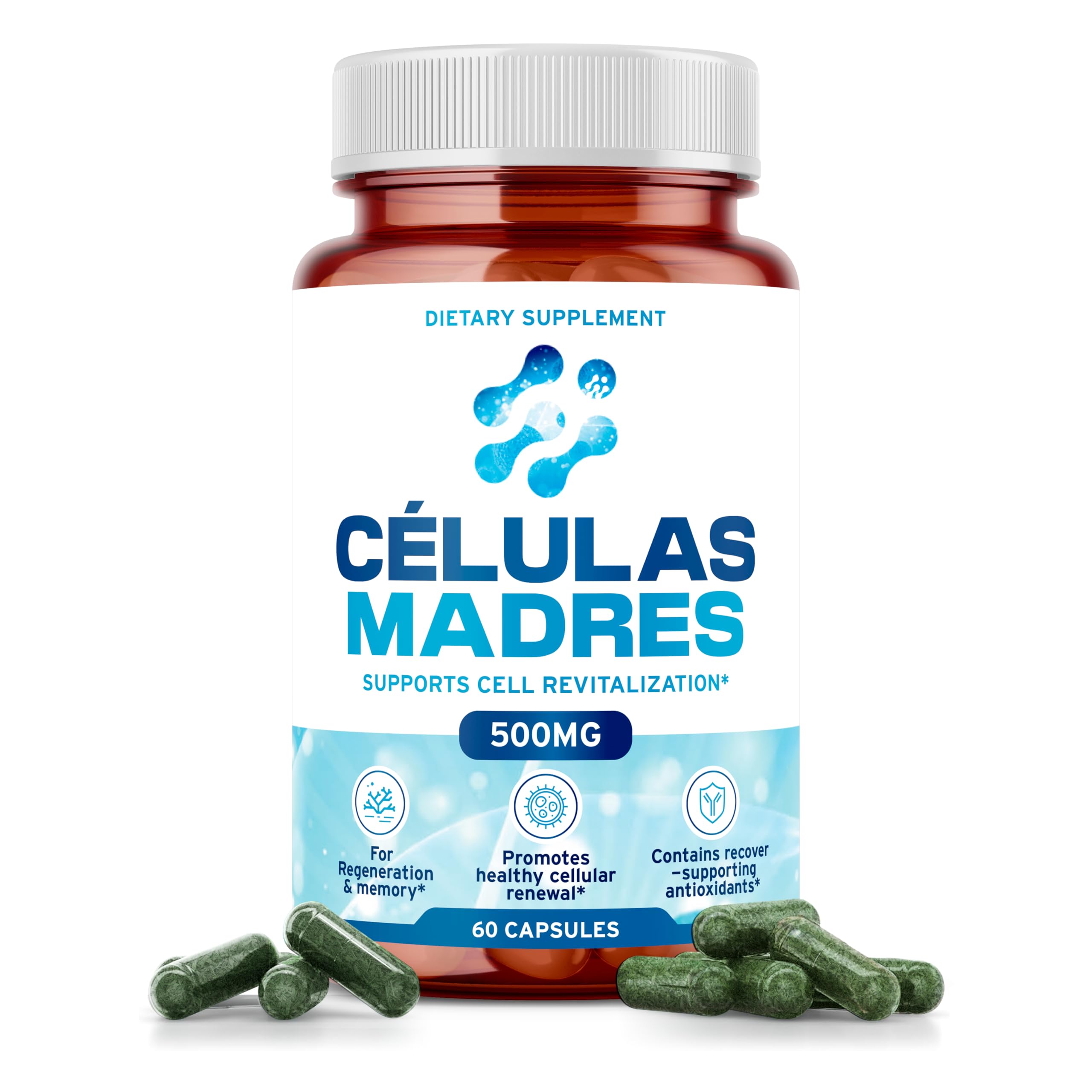 Stem Cell Supplements 500mg (60 Cap) Natural Anti-Aging & Longevity Support with Spirulina & Chlorella, Boost Cellular Renewal, Restore Youthful Energy, Reduce Joint Soreness – Celulas Madre AURA VITAMINS buy supplements canada