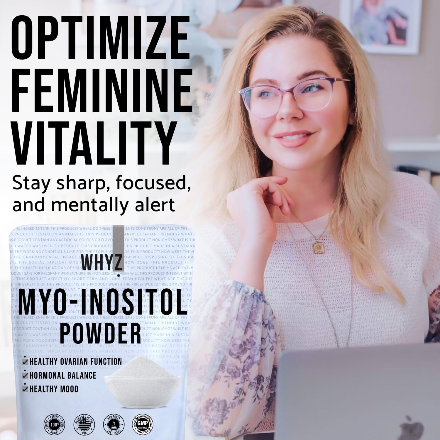 Myo-Inositol Powder 8oz, Natural Myo Inositol Supplement for Ovarian Support WHYZ buy supplements canada