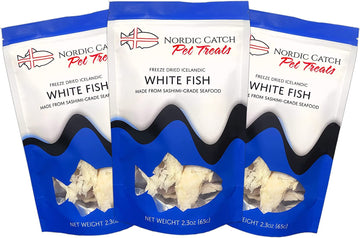 Nordic Catch Freeze Dried Fish Pet Treats from Iceland - Pure, All Natural Seafood Snacks for Dogs, Cats and Other Pets - Human Safe Ingredients, Made from Sashimi Grade Seafood - White Fish Nordic Catch buy supplements canada