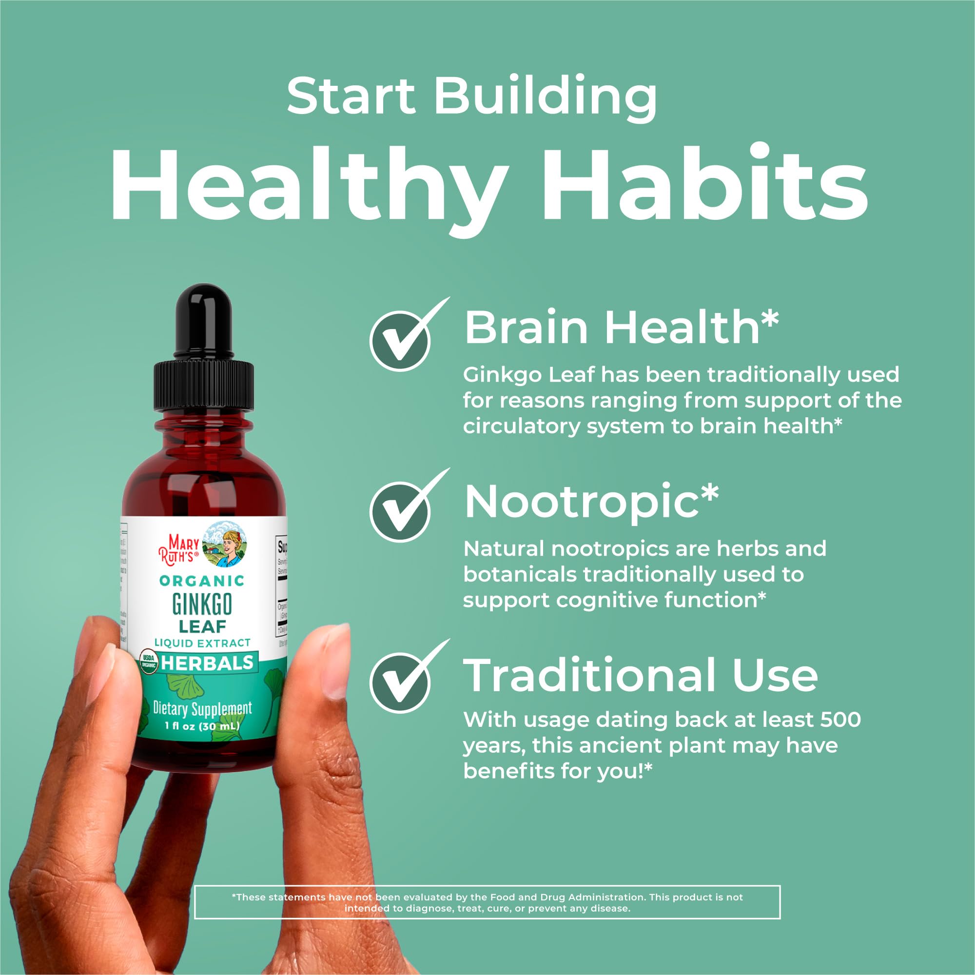 MaryRuth Organics Ginkgo Leaf Liquid Drops | Herbal Supplement | Nootropic | Circulatory System & Nervous System Health | USDA Organic | Non-GMO | Vegan | 60 Servings MARYRUTH'S buy supplements canada