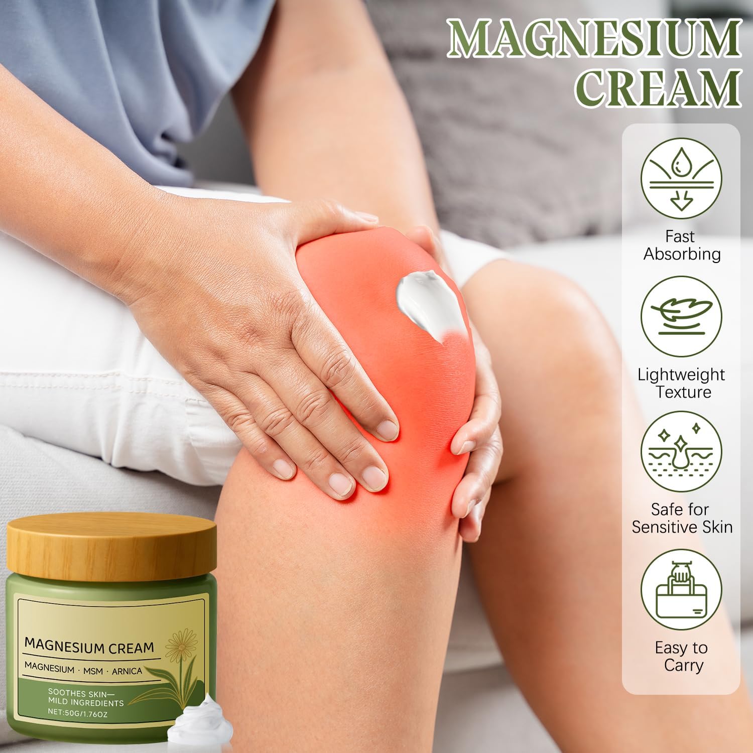 Magnesium Cream with MSM & Arnica,Nerve Relief Mild Ingredients for Skin Soothing,Fast-Absorbing Non-Greasy Massage Cream for Daily Comfort Generic buy supplements canada