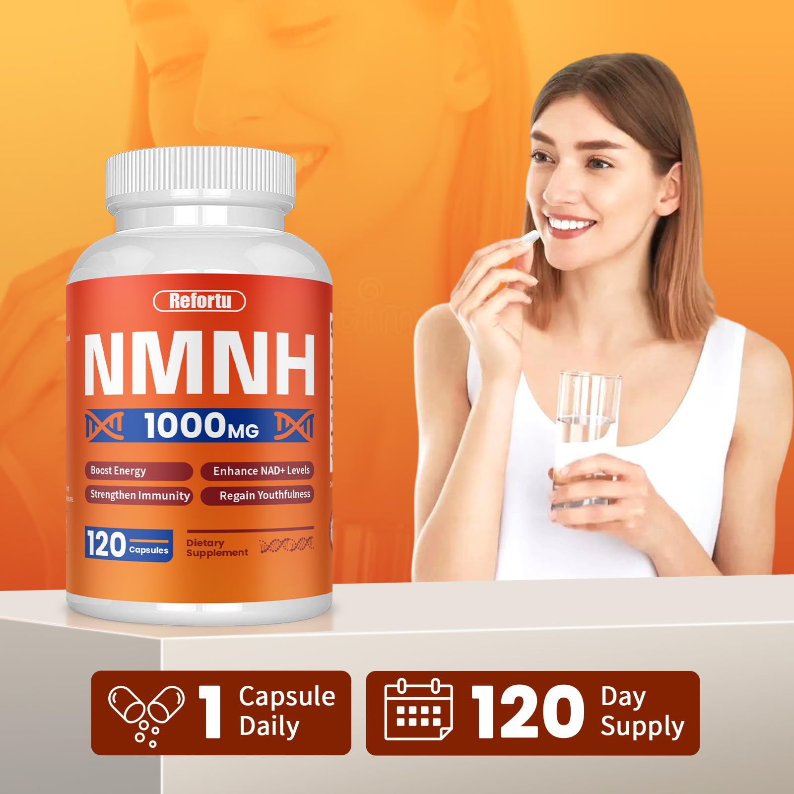 NMNH Supplement(Dihydronicotinamide Mononucleotide),Nicotinamide Mononucleotide for NAD+ Booster,1000mg per Serving,Supports Energy & Overall Health,120 Capsules Refortu buy supplements canada