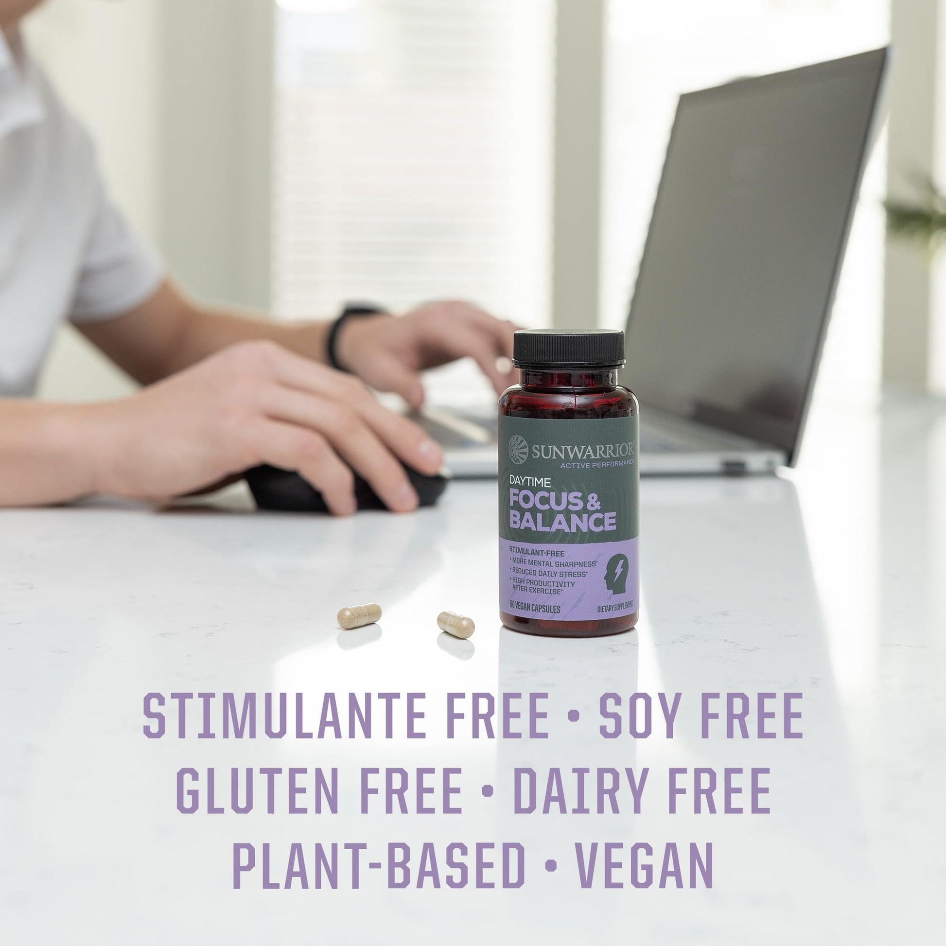 Ashwagandha, Rhodiola, Reishi & 5-HTP for Stress-Free Focus Active Focus & Balance Capsules Caffeine-Free Nootropic for Calm Energy & Mental Clarity, Mood & Immune Support 60 Vegan Capsules Sunwarrior buy supplements canada