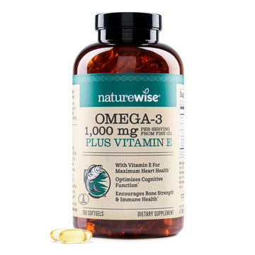 NatureWise Extra-Strength Omega 3 Fish Oil Supplement - 1000mg per Serving - 600 EPA & 400 DHA and Vitamin E - Support for Heart & Brain Health - Lemon Flavor NatureWise buy supplements canada