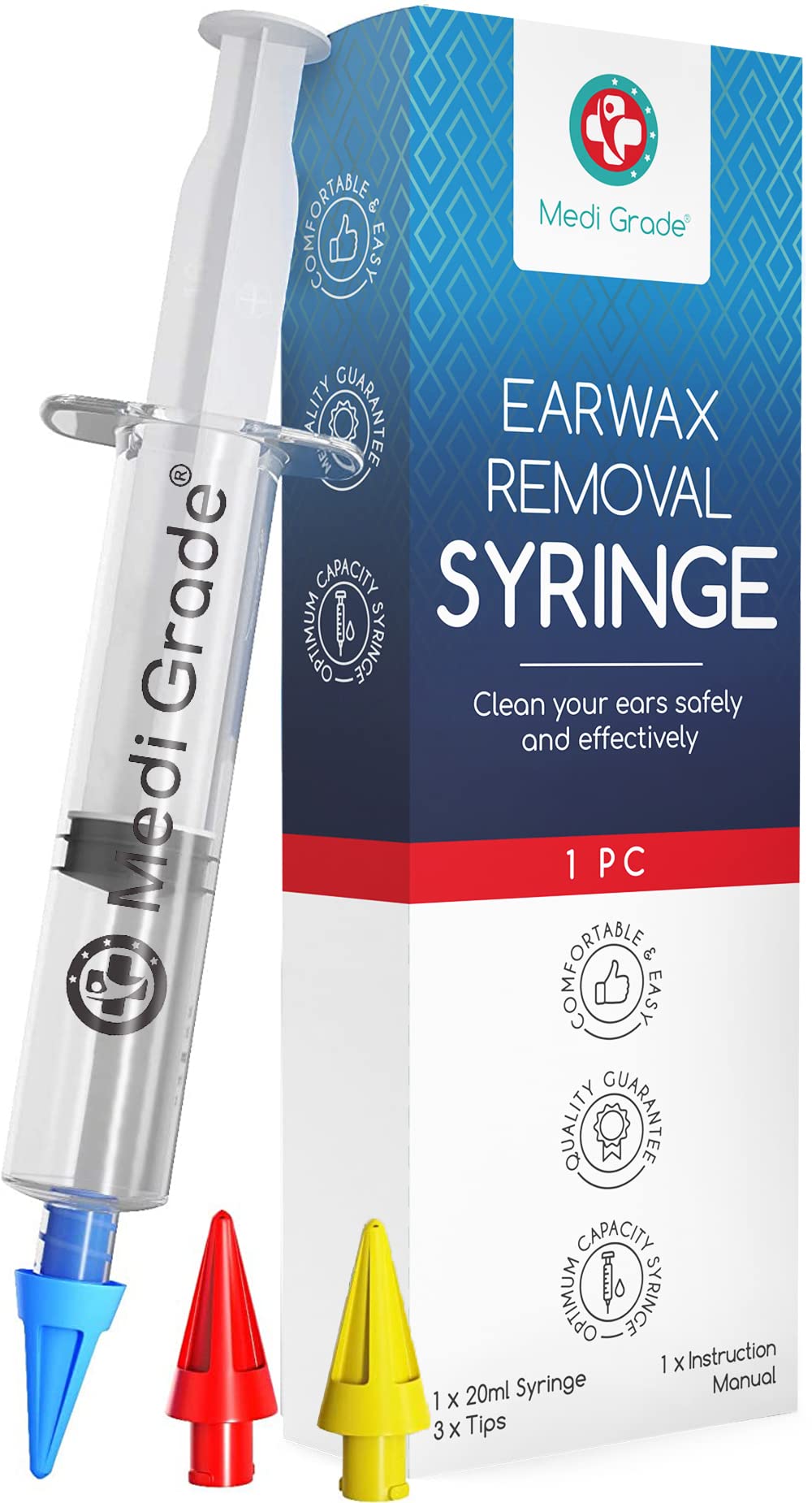 Medi Grade Ear Syringe Ear Wax Removal Kit with 3 Quad-stream Tips Medi Grade buy supplements canada
