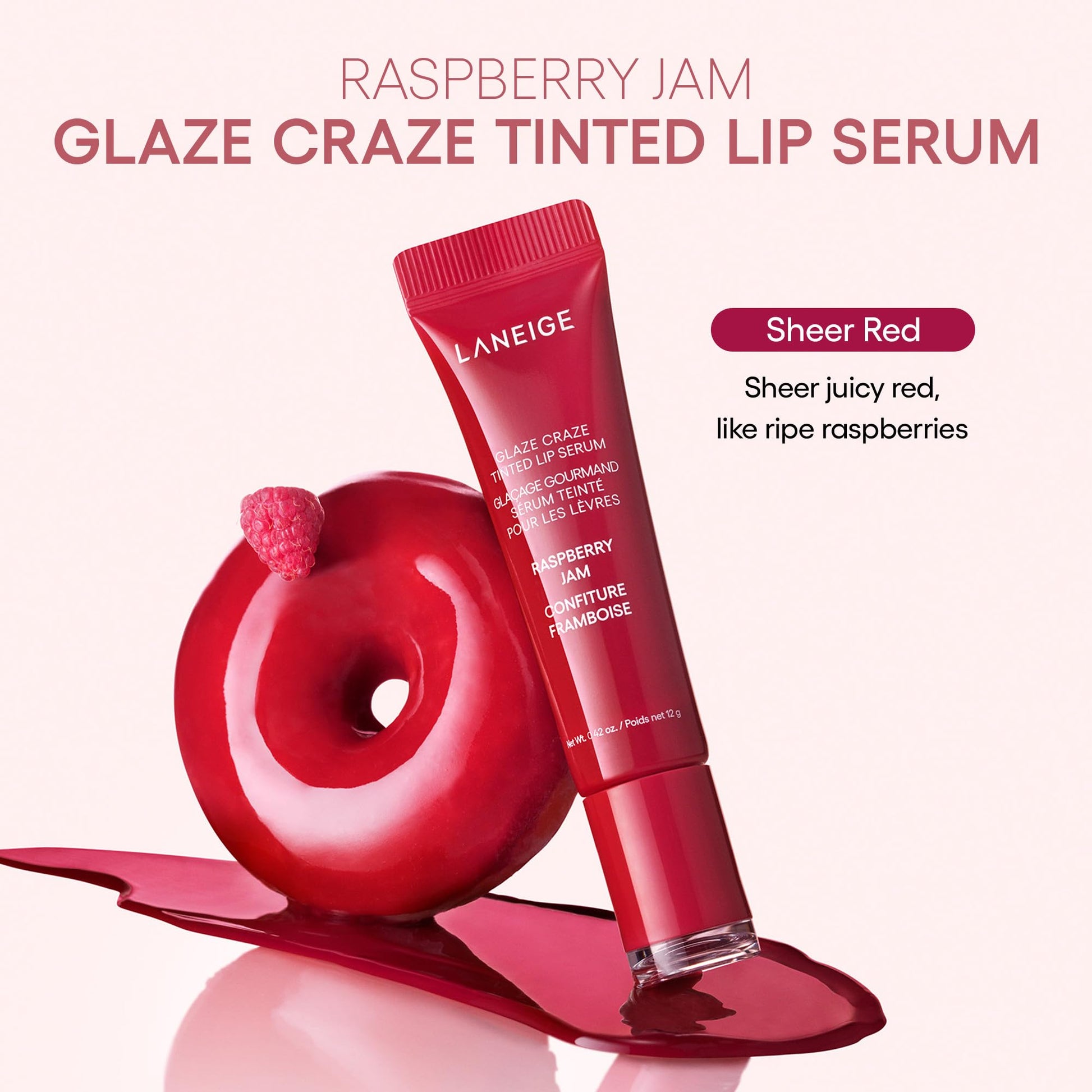 LANEIGE Glaze Craze Tinted Lip Serum, Raspberry Jam: Hydrating Lip Serum for Glossy, Nourished Lips with Plumping Polypeptides LANEIGE buy supplements canada