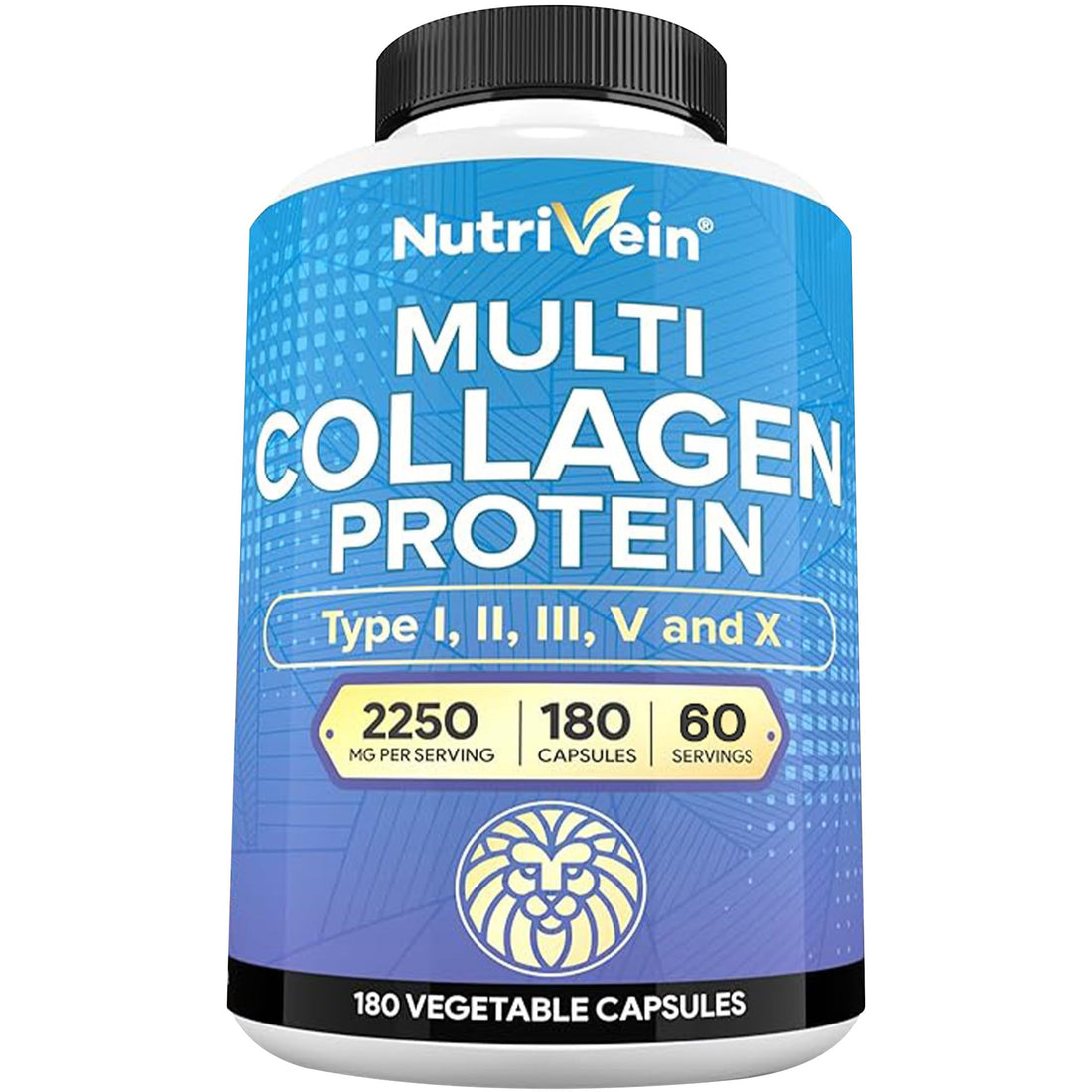 Nutrivein Premium Multi Collagen Pills 2250 mg - 180 Easy-to-Swallow Collagen Capsules: Type I, II, III, V, X Hydrolyzed Protein Peptides for Women and Men Nutrivein buy supplements canada