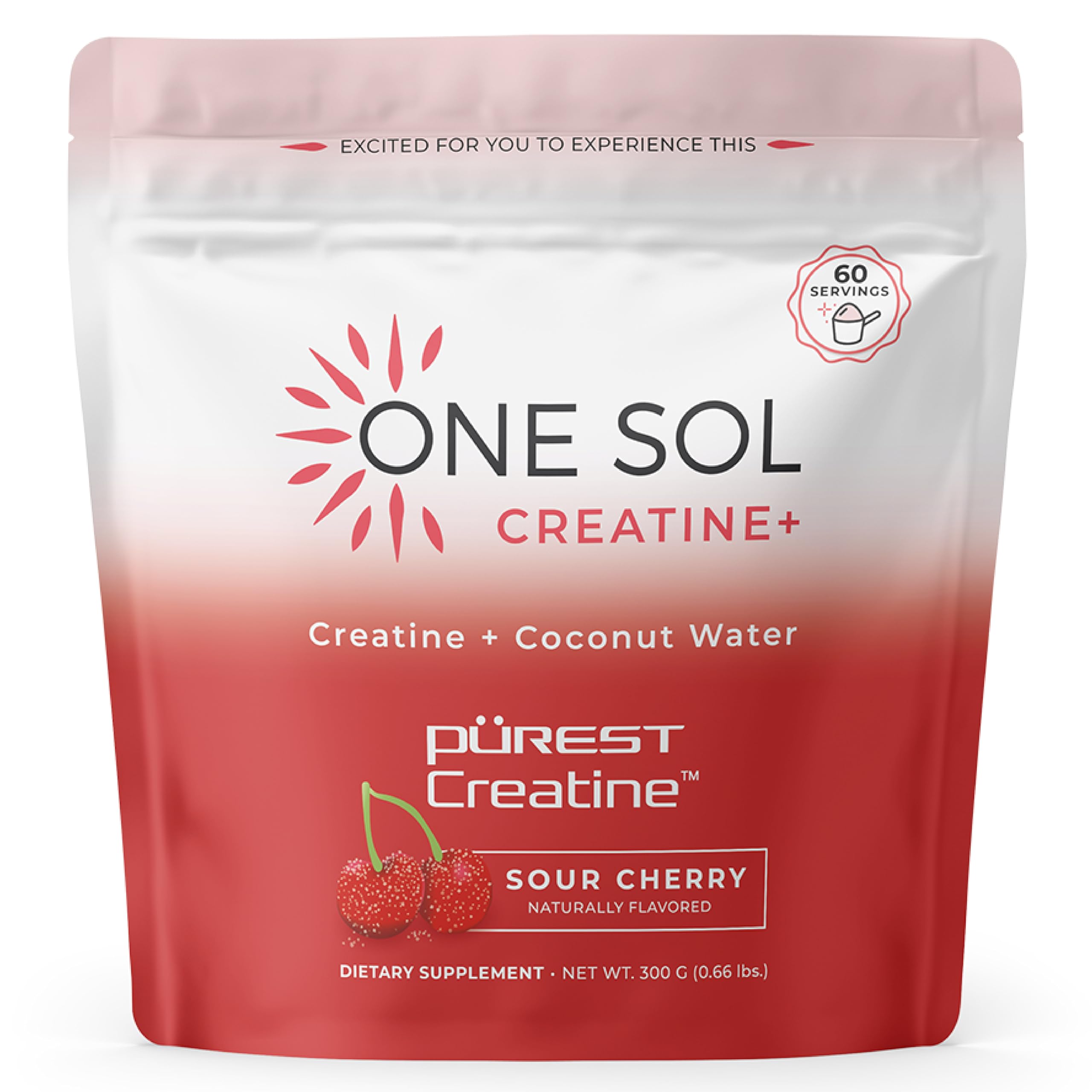 One Sol Creatine for Women, All Natural Women's Creatine Powder w Pure Creatine & Coconut Water, Increase Lean Muscle Mass, Reduce Recovery Time, Promote Brain & Bone Health (Sour Cherry, 60 Servings) One Sol buy supplements canada