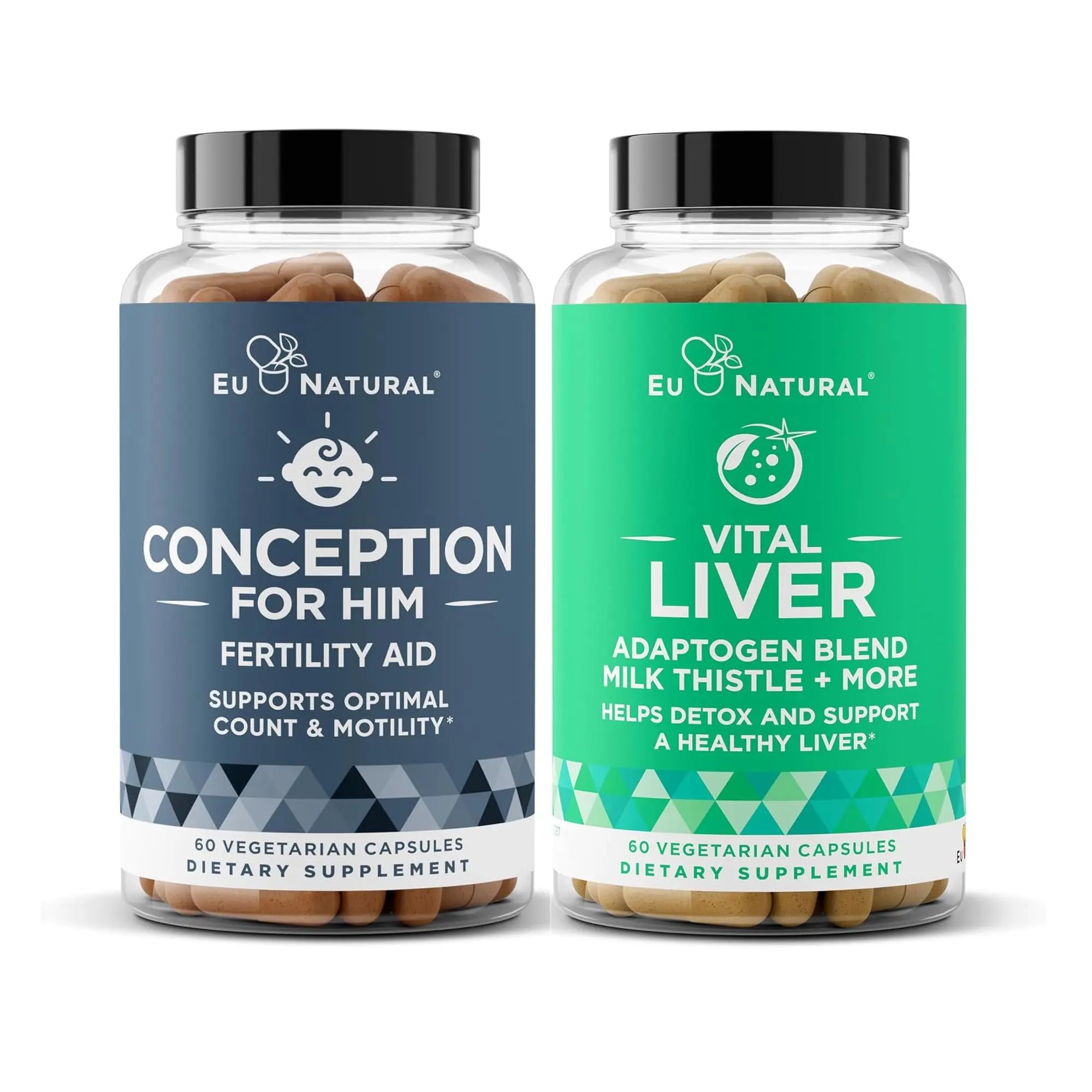Conception for Him and Vital Liver Bundle - Male Fertility Booster & Prenatal Supplement + 9-in-1 Liver Support Eu Natural buy supplements canada