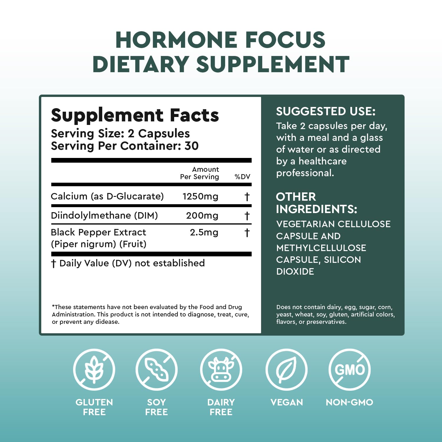 Hormone Focus – Estrogen Balance for Women - DIM Supplement with Diindolylmethane, Calcium D-Glucarate & BioPerine – Supports Hormonal Health, Mood, Energy, Mental Clarity, Clear Skin & Weight Health Focused buy supplements canada