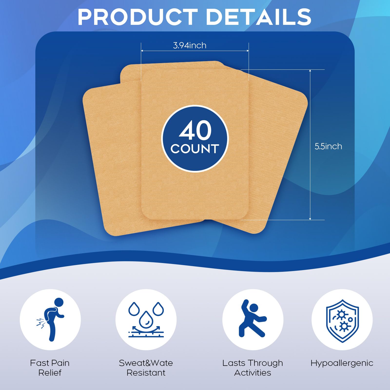 Uposiut Lidocaine 4% Patches - Extra Strength Lidocaine Patches (40 Patches), for Neck, Shoulder, Back, Knee, and Ankle Muscles, 12-Hour Effectiveness-A001L Uposiut buy supplements canada