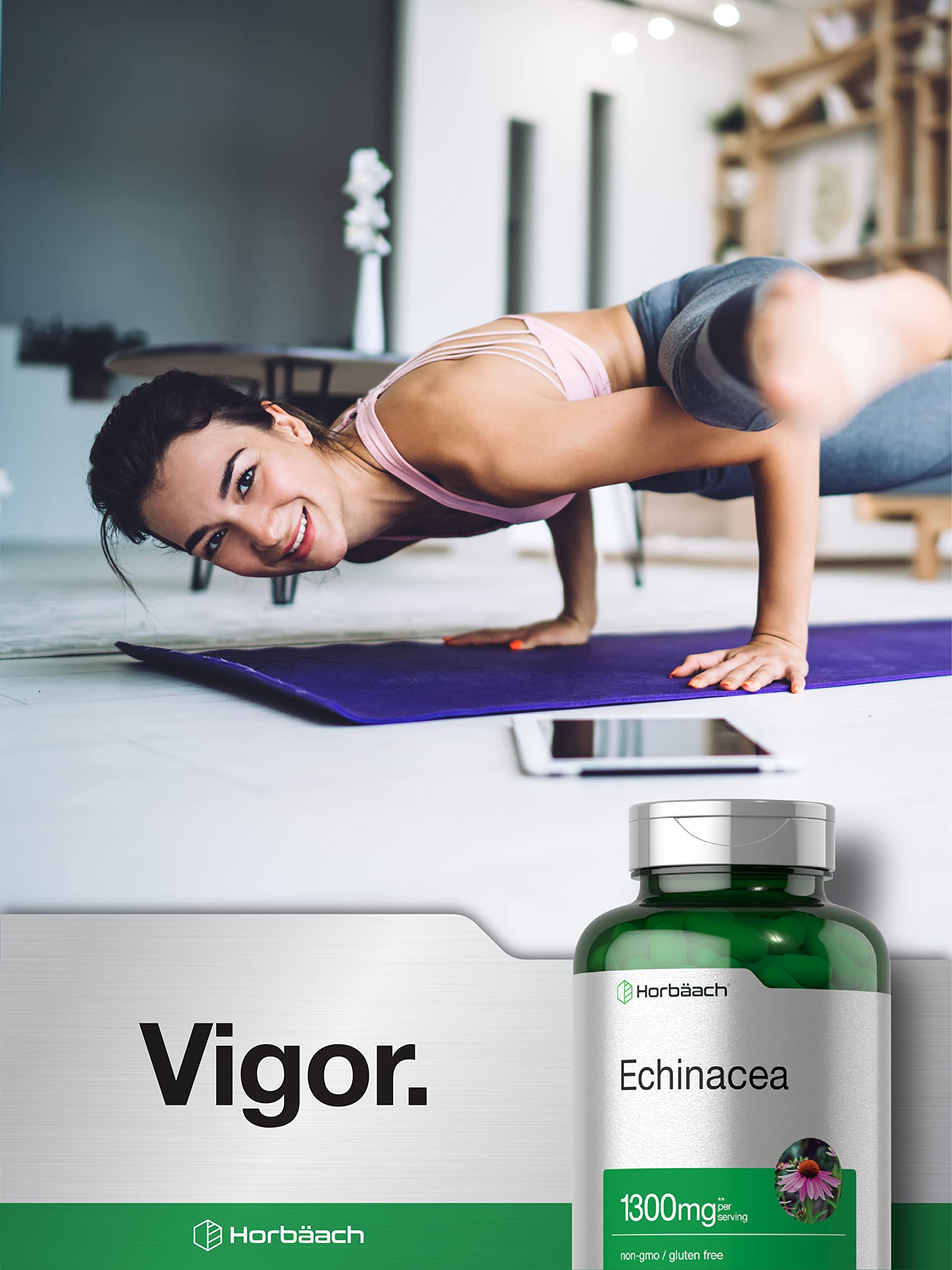 Horbäach Echinacea Extract Capsules | 300 Count | Vegan, Non-GMO, Gluten Free Supplement Horbäach buy supplements canada
