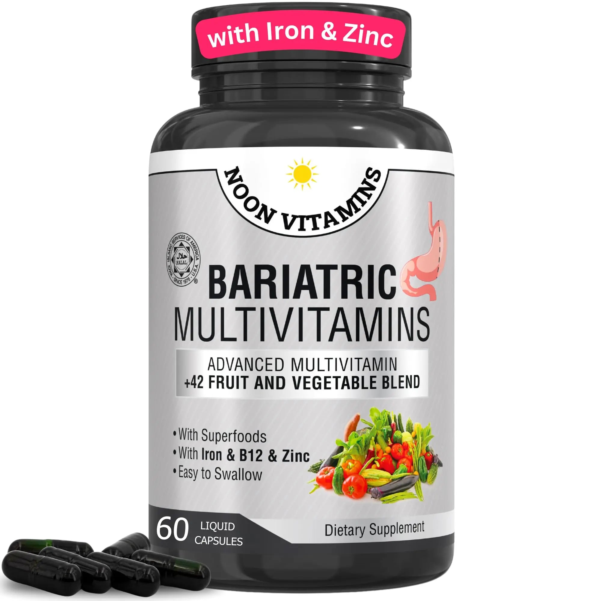 Bariatric Multivitamin with Iron for Women & Men - All-in-One 42 Superfood Blend for Energy & Immune Support - Post-Surgery Recovery NOON VITAMINS buy supplements canada