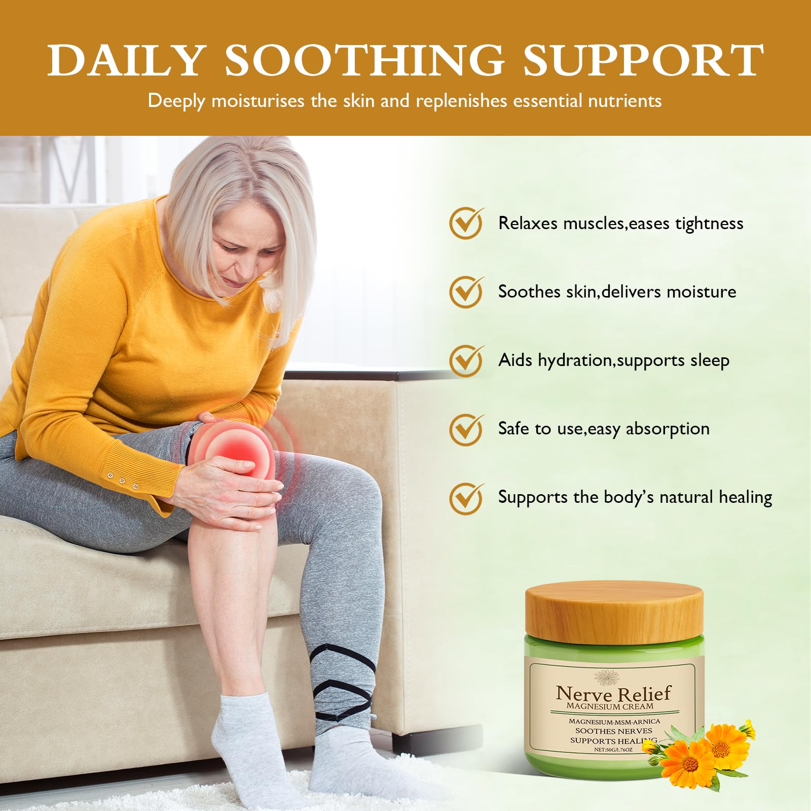 Vincofoo Nerve Relief Magnesium Cream with MSM & Arnica, Soothes Nerves & Daily Soothing Support Vincofoo buy supplements canada