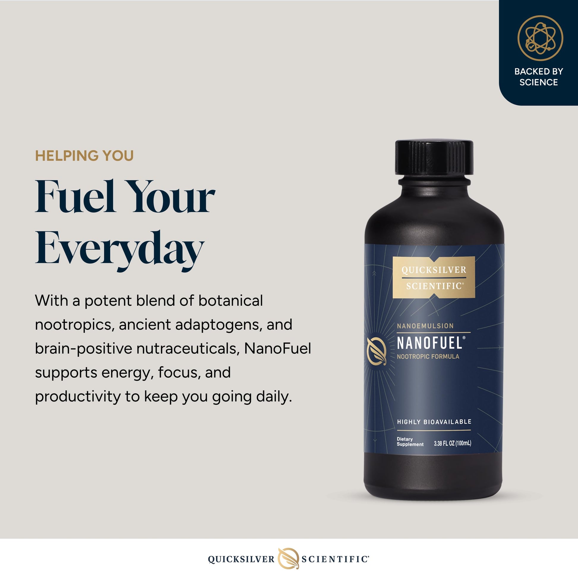 Quicksilver Scientific NanoFuel - Energy Support - Nootropic Formula Designed to Support Focus + Productivity (3.38oz / 100ml) Quicksilver Scientific buy supplements canada
