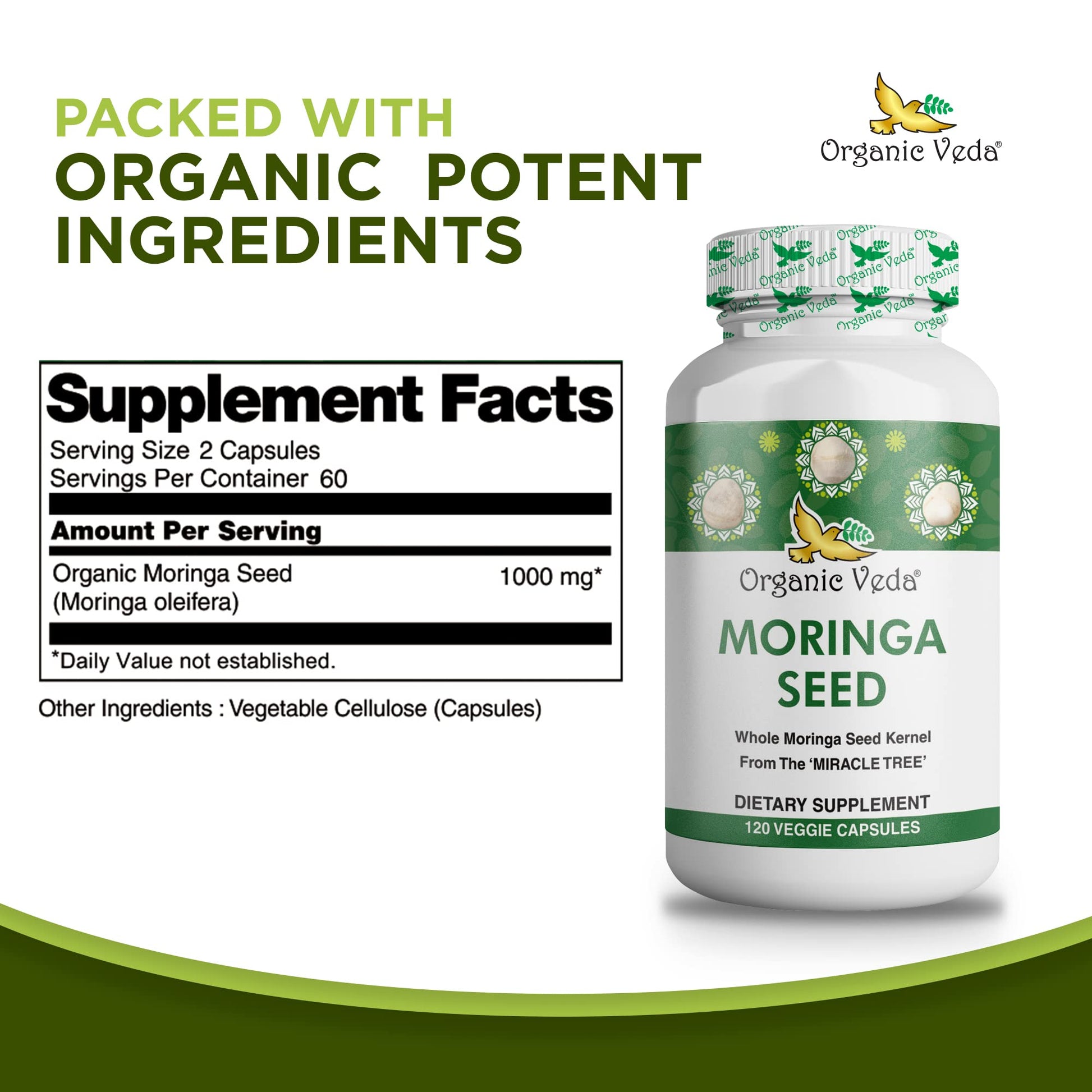 Organic Veda Moringa Seed Capsules - Pure Organic Moringa Capsules Seed Powder Organic Veda buy supplements canada