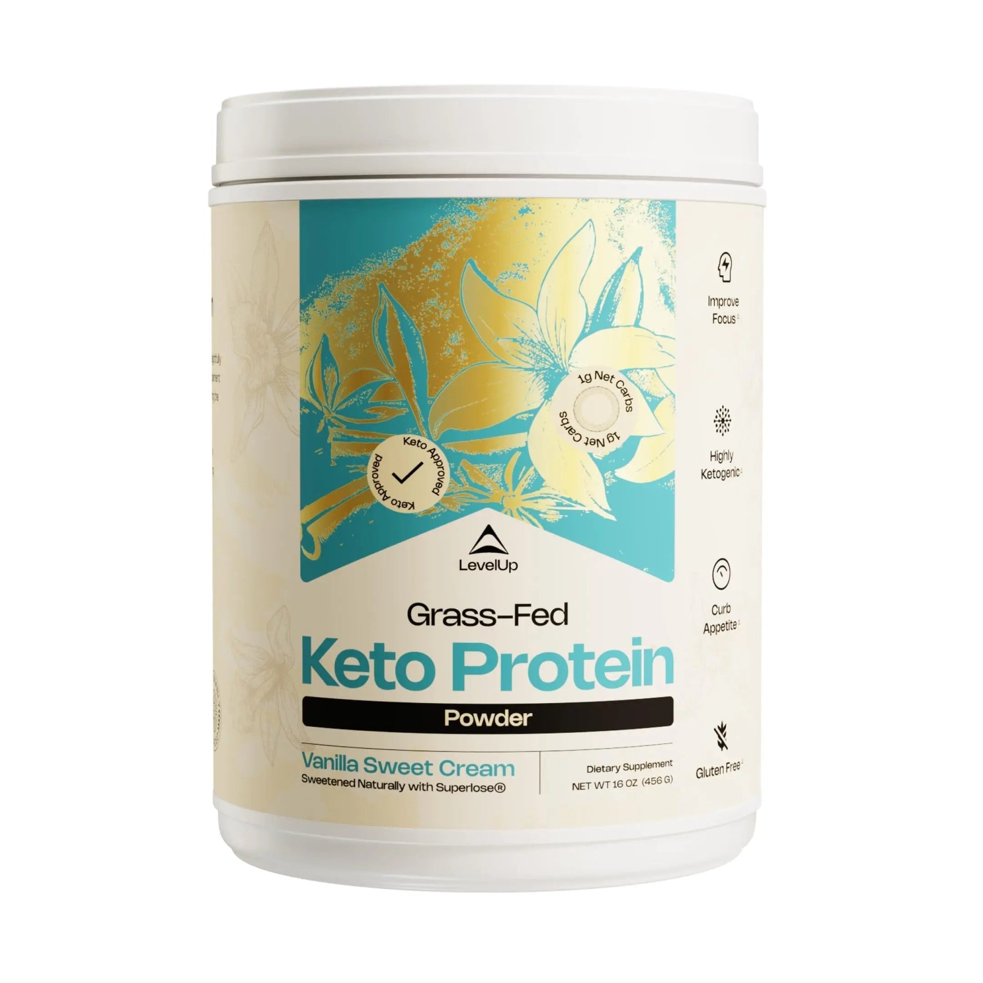 LevelUp Keto Protein, with Collagen Peptides, Energizing MCT, Whey Isolate Protein, Ketogenic Protein Powder Supplement - Vanilla Sweet Cream LevelUp buy supplements canada