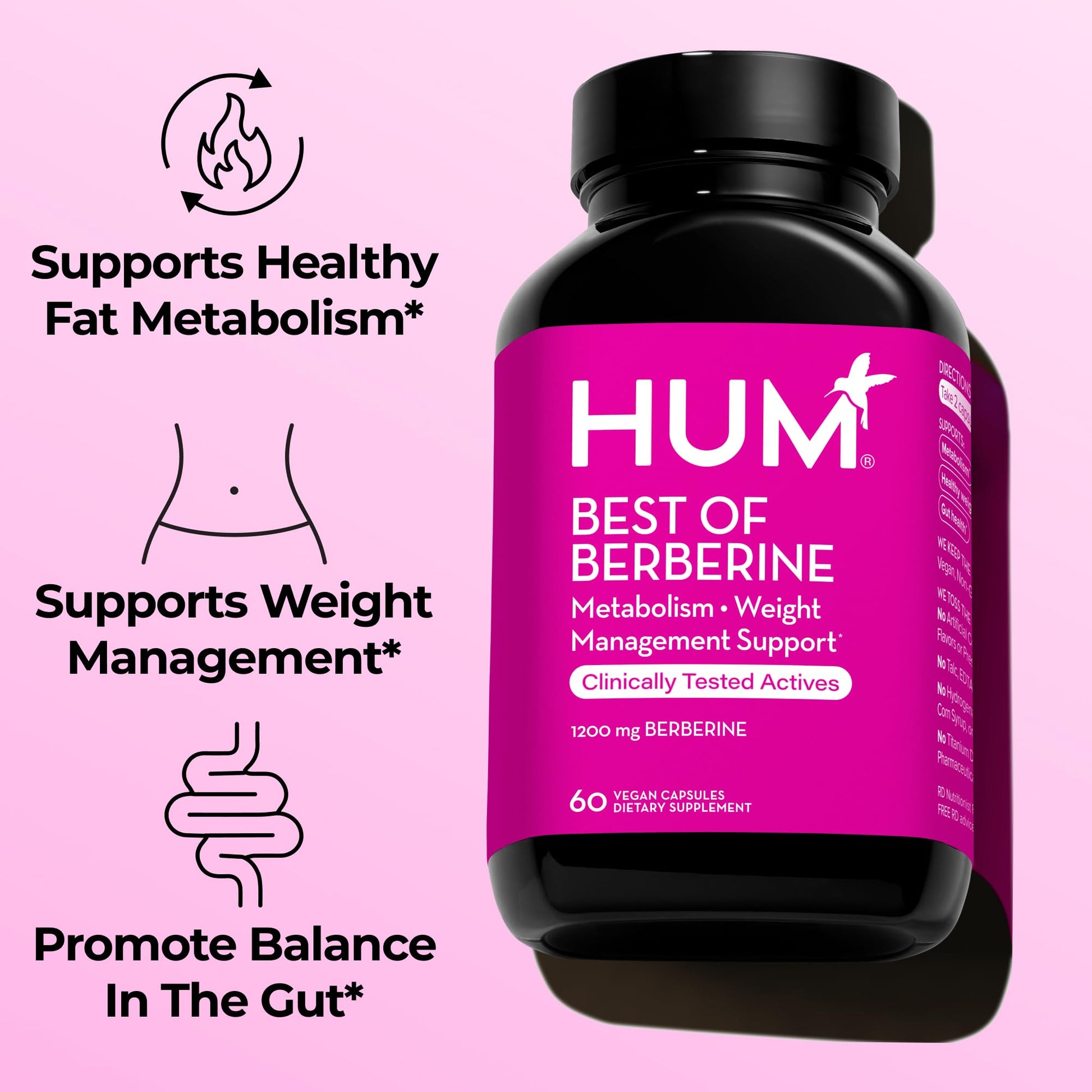 HUM Best of Berberine Supplement 1200mg, Pure Potency for Metabolic Wellness, Gut Health, Pure Berberine Supplements Enhanced HUM buy supplements canada