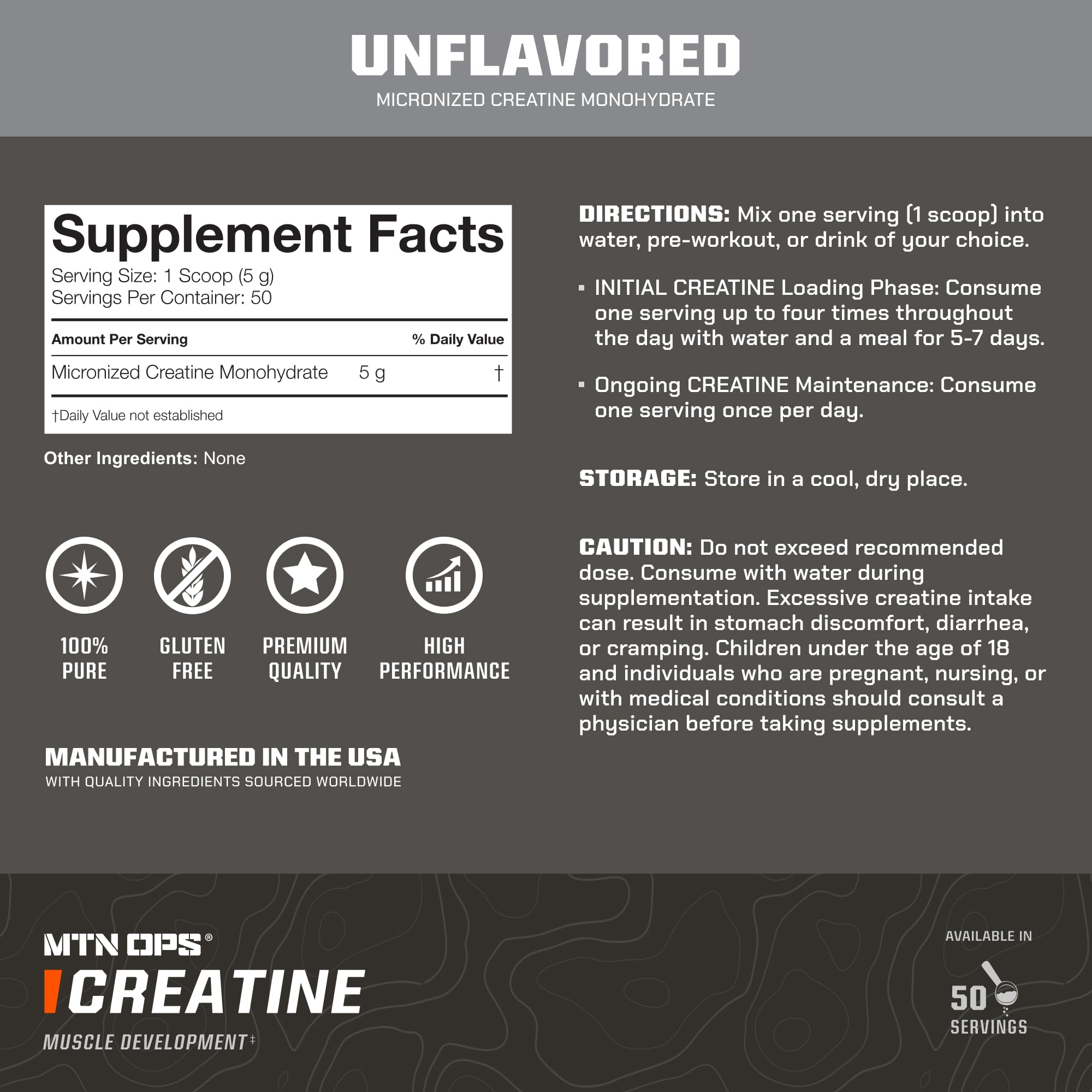 MTN OPS Micronized Creatine Monohydrate Powder – Unflavored 5 g per Serving, 50 Servings – Pure Creatine for Men for Muscle Recovery & Strength Training MTN OPS buy supplements canada