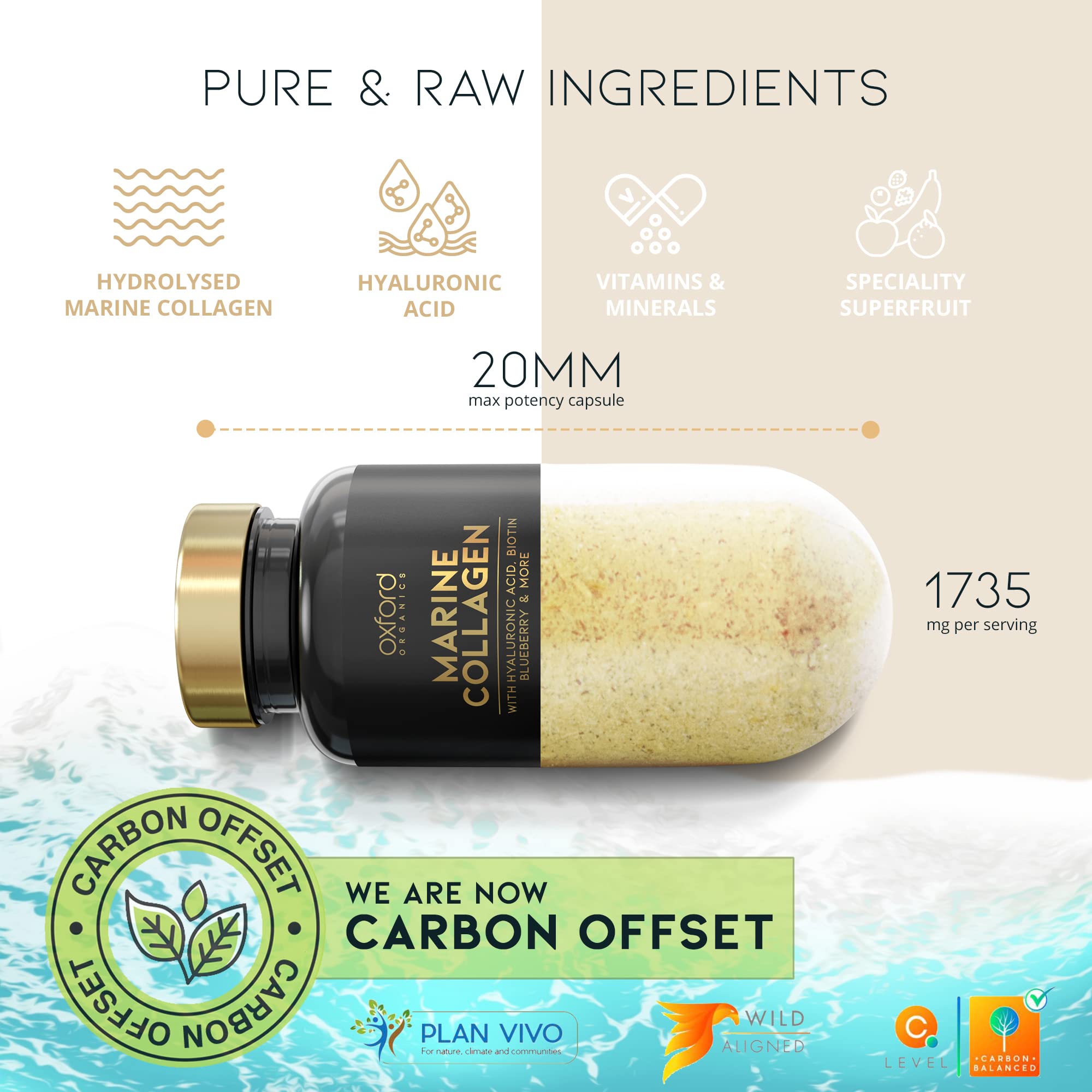 Advanced Marine Collagen Capsules | 1735mg Superfood & Vitamin Boosted Complex for Glowing Hair, Skin & Nails Oxford Organics buy supplements canada
