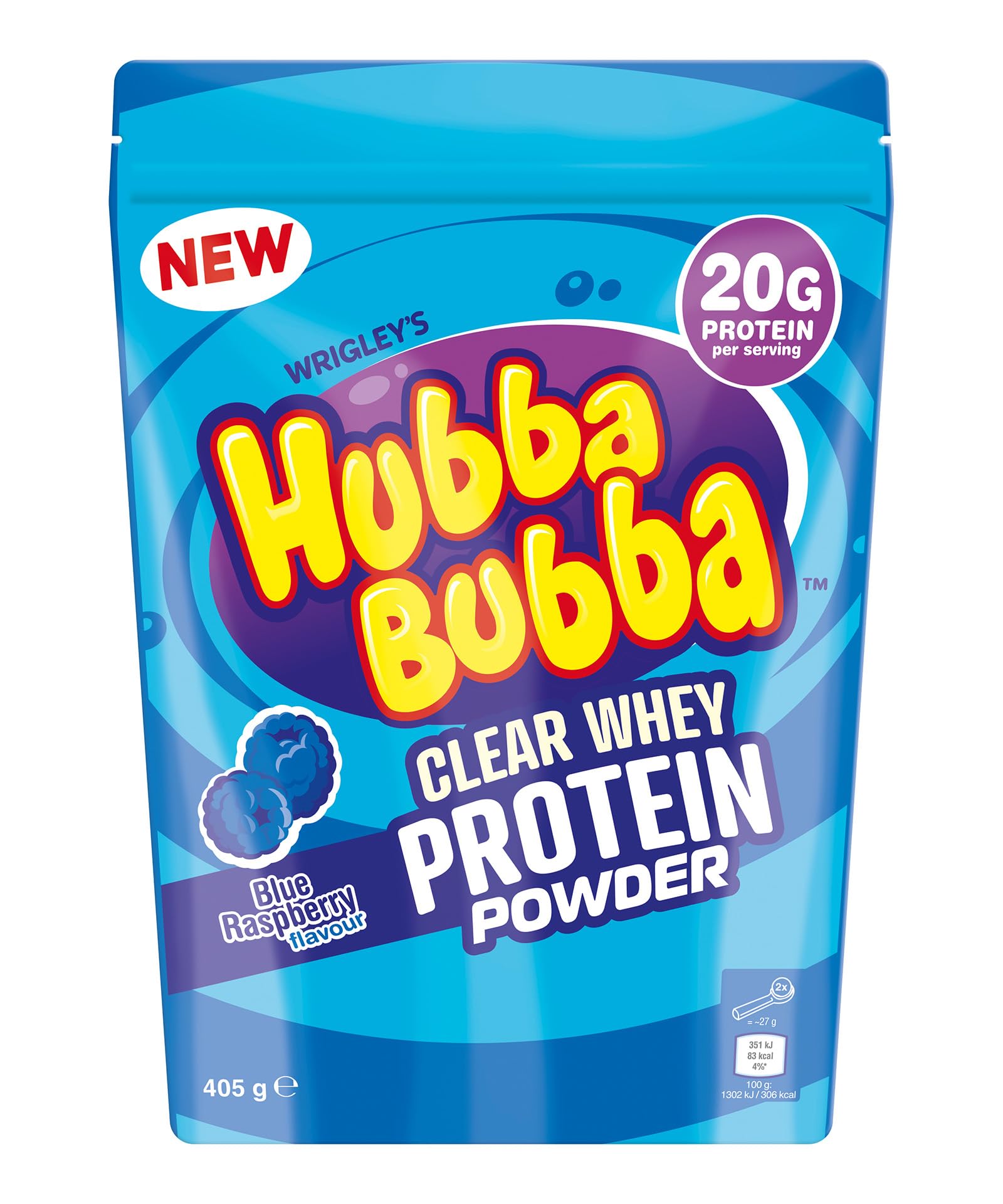 Hubba Bubba Blue Raspberry Clear Whey Isolate, Protein Powder Drink, 405g Pouch Hubba Bubba buy supplements canada