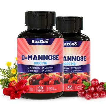 EAZGOO D-Mannose Supplement – 1000mg Capsules with Cranberry, Vitamin C, Hibiscus & Dandelion Extract, Support Urinary Health, D Mannose & Cranberry Capsules, 90 Count(Pack of 2) EAZGOO buy supplements canada