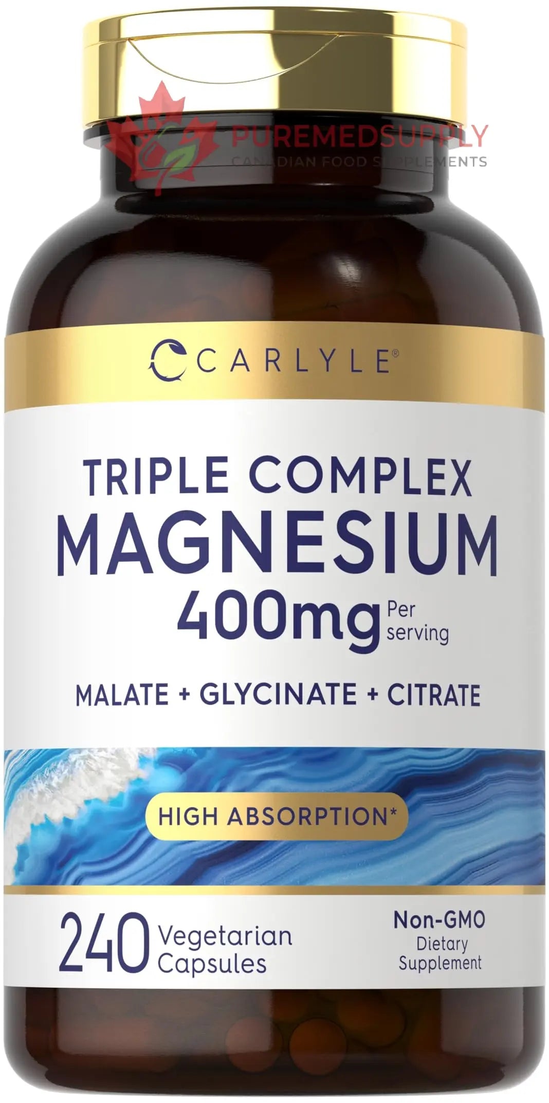 Carlyle Triple Magnesium Complex | 400 mg | 240 Capsules | Magnesium Malate, Glycinate & Citrate | Vegetarian, Non-GMO, and Gluten Free Supplement Carlyle buy supplements canada