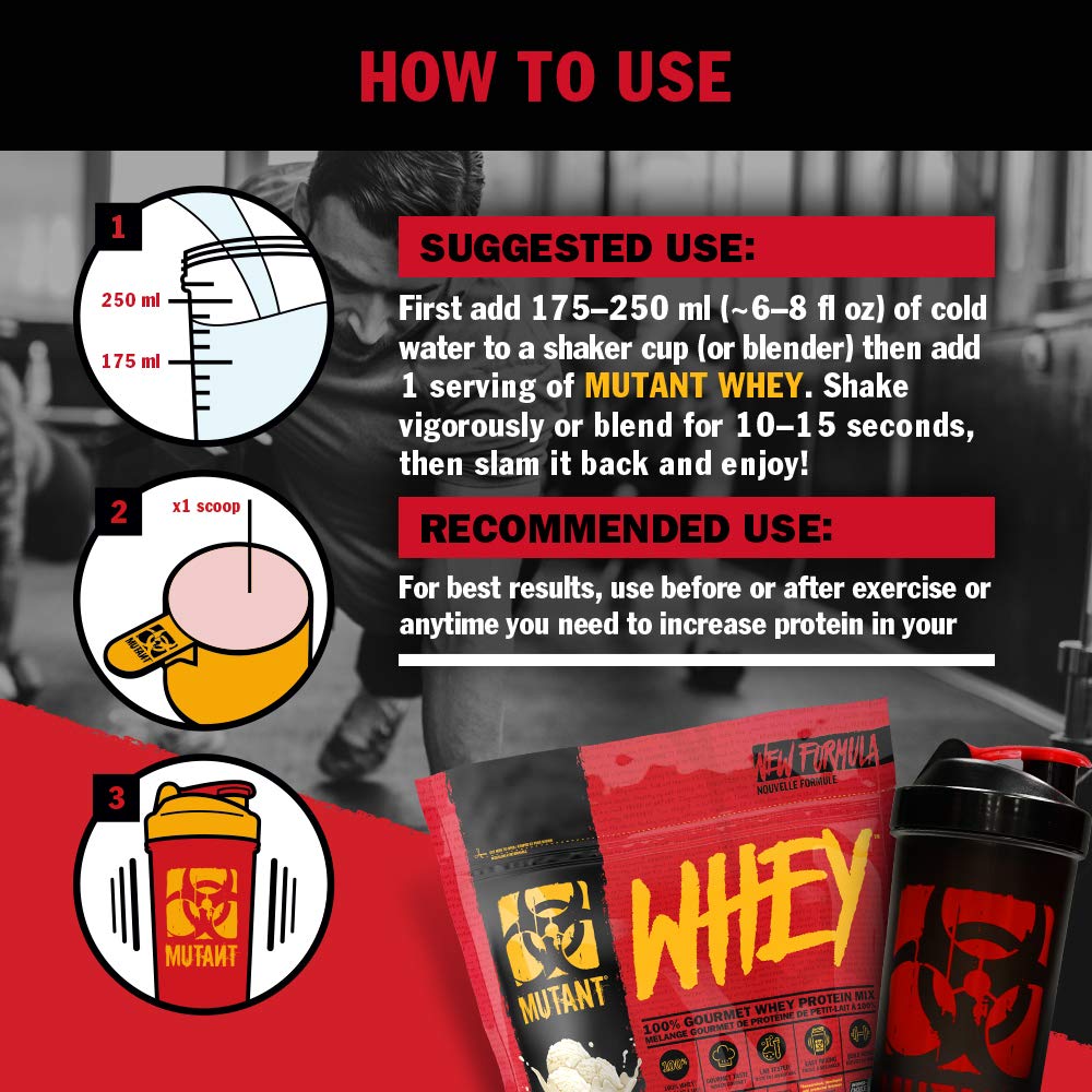 Mutant Whey – 100% Whey Protein Powder, Gourmet Taste, 22g of Protein, 10.4 g EAAs, 5 g BCAAs Mutant buy supplements canada