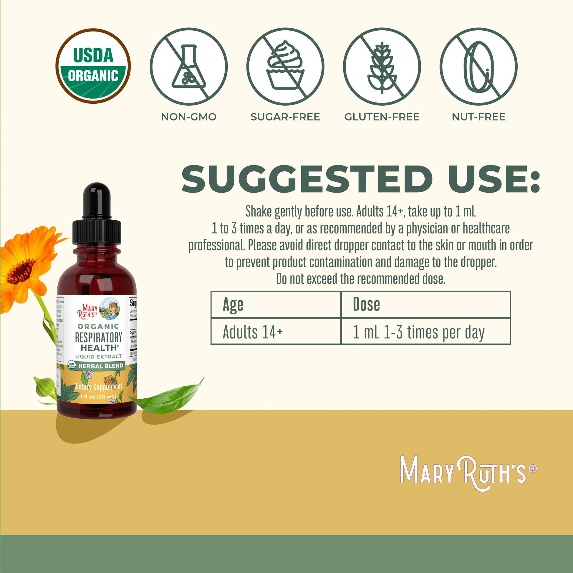 MaryRuth Organics USDA Organic Respiratory Health Liquid Drops with Mullein Leaf | Marshmallow Root & Elderberry | Mullein Drops for Lungs Herbal Blend | Immune Support Supplement | Vegan | 1 Fl Oz MARYRUTH'S buy supplements canada