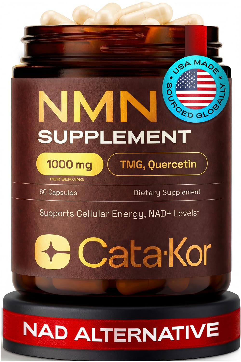 Cata-Kor NMN Supplement – 1000mg Per Serving NAD Resveratrol Supplement with Quercetin | TMG – NMNH Alternative – Supports Cellular Energy & NAD+ Level – 60 Capsules Cata-Kor buy supplements canada