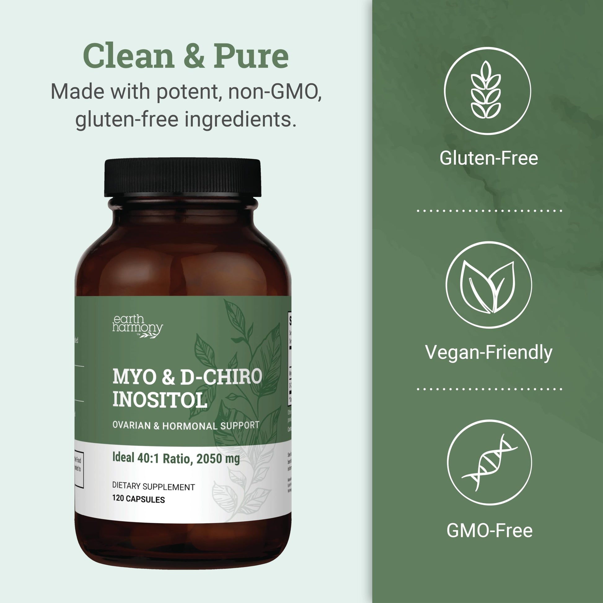 Earth Harmony Myo-Inositol & D-Chiro Inositol Supplement for Women, Ovarian & Hormone Balance for Women - Supports Normal Cycles, Fertility Supplement (120 Capsules) Earth Harmony Naturals buy supplements canada