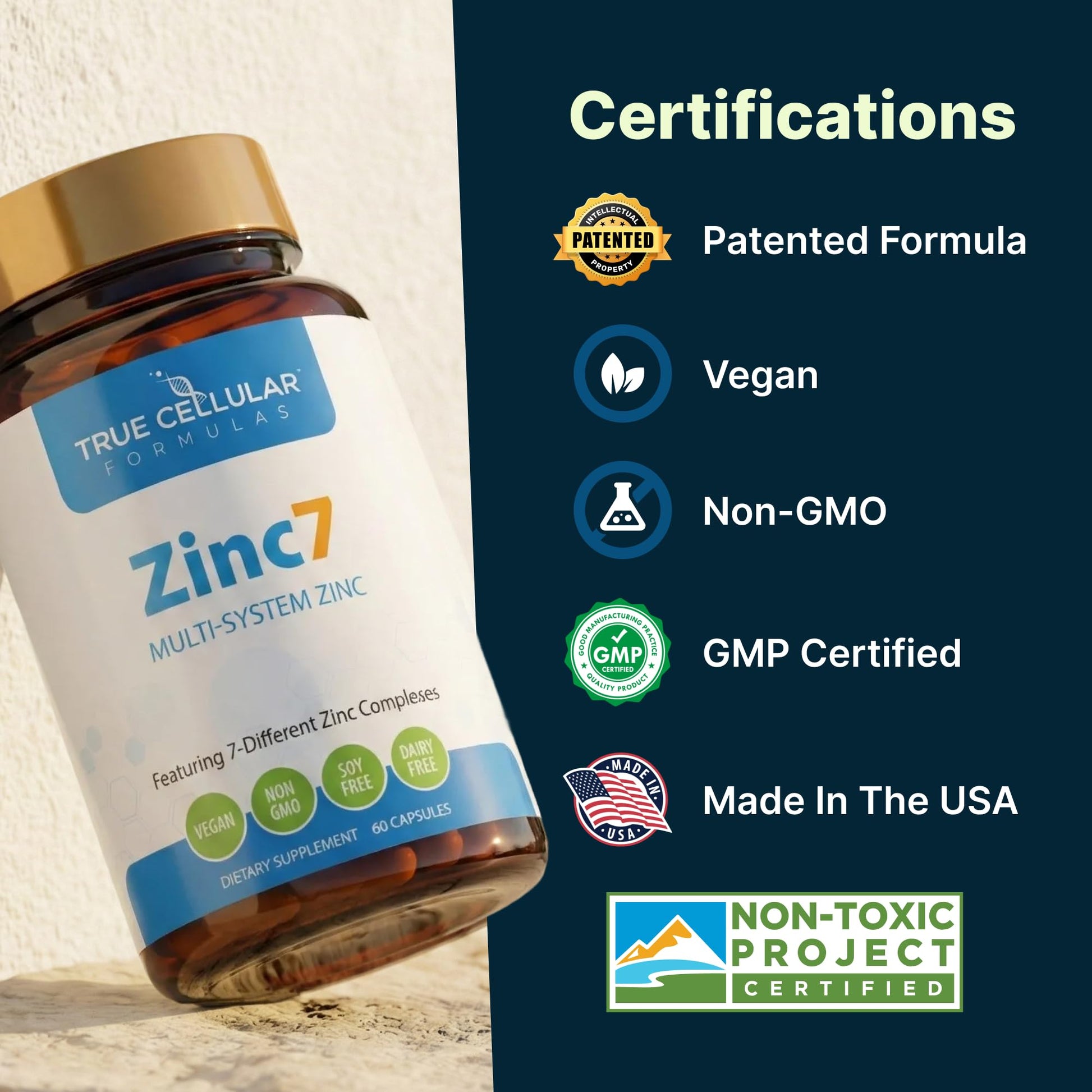 Zinc7: 7-in-1 Zinc Complex 50mg - Maximum Absorption for Immune Defense, Deep Sleep & All-Day Energy | Hormone Balance, Mental Focus True Cellular Formulas buy supplements canada