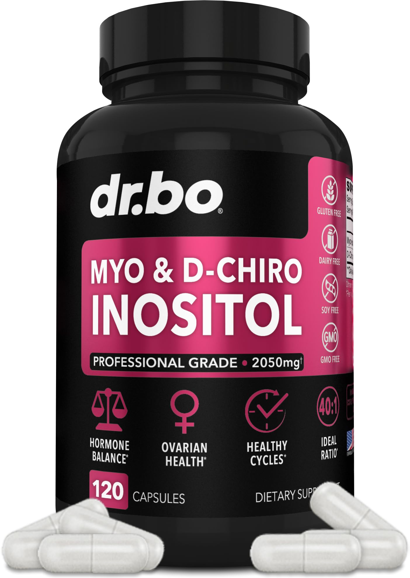Myo-Inositol & D-Chiro Inositol Supplement Capsules - 40:1 Ratio Hormone Balance DR. BO buy supplements canada
