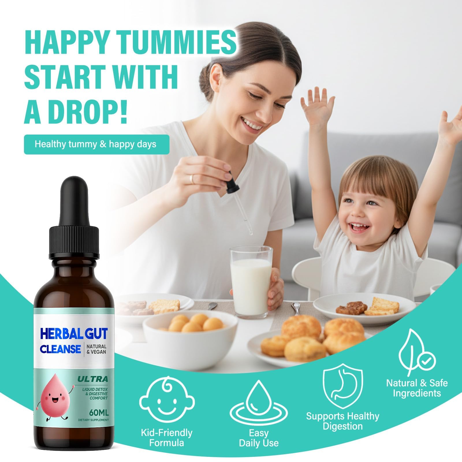 Kids Herbal Gut Cleanse Drops, Parasite Cleanse for Humans Liquid with Wormwood, Black Walnut & Probiotics, Supports Digestive & Overall Gut Health for Children (2 oz) HerbX buy supplements canada