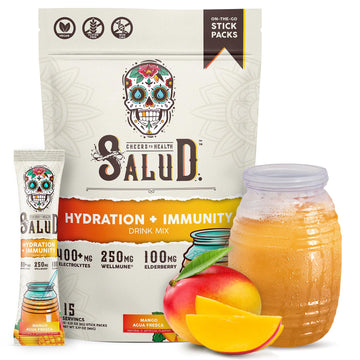 Salud 2-in-1 Hydration Packets + Immunity Electrolytes Powder, Mango - Agua Fresca Drink Mix, Elderberry, Dairy & Soy Free, Non-GMO, Gluten Free, Taste Salud buy supplements canada