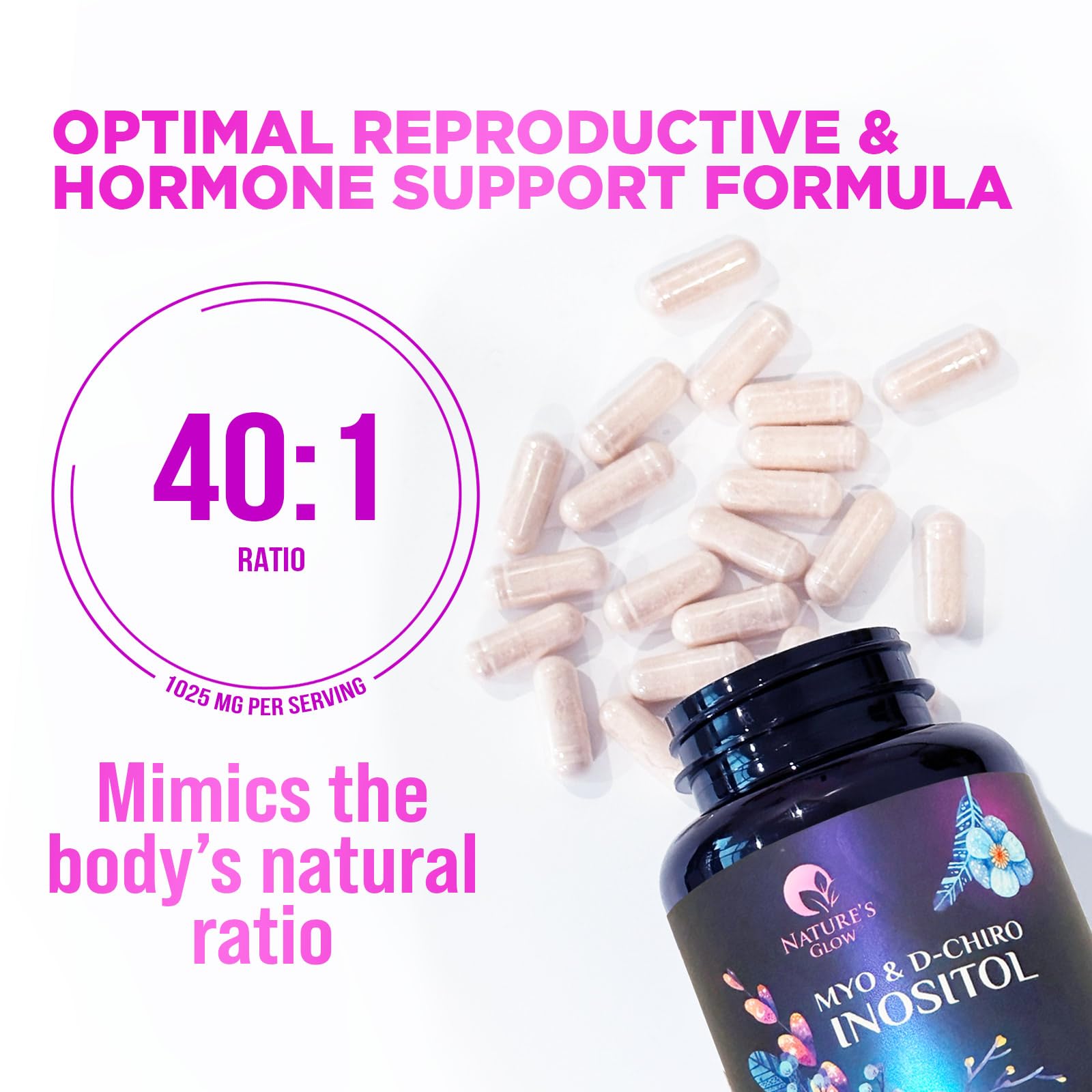 Myo-Inositol & D-Chiro Inositol Blend - 30 Day Supply, Premium 40:1 Ratio, Hormone Sup Nature's Glow buy supplements canada