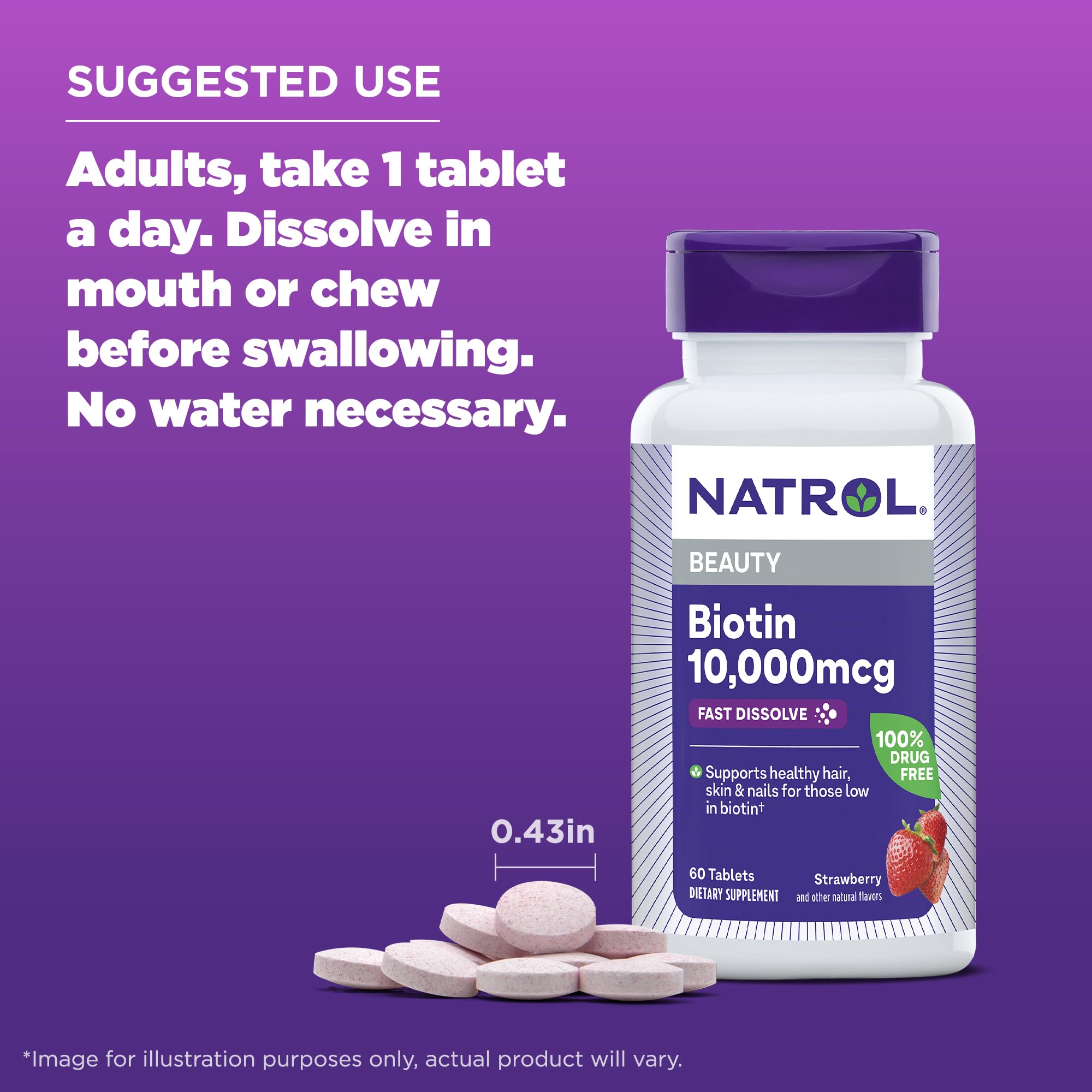 Natrol Biotin 10000mcg, 4X Faster Dissolve Supplement for Healthy Hair, Skin and Nails for Those Low in Biotin, Plus Energy Metabolism Support Natrol buy supplements canada