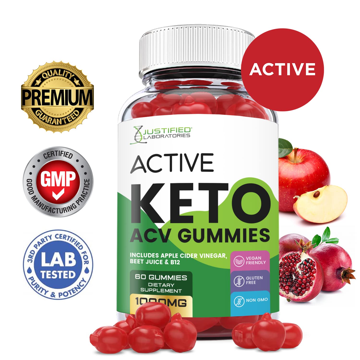 Justified Laboratories Active Keto ACV Gummies 1000MG with Pomegranate Juice Beet Justified Laboratories buy supplements canada